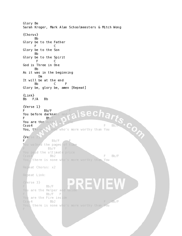 Glory Be (Live) Chord Chart (REVERE / May Angeles / Mark Alan Schoolmeesters)