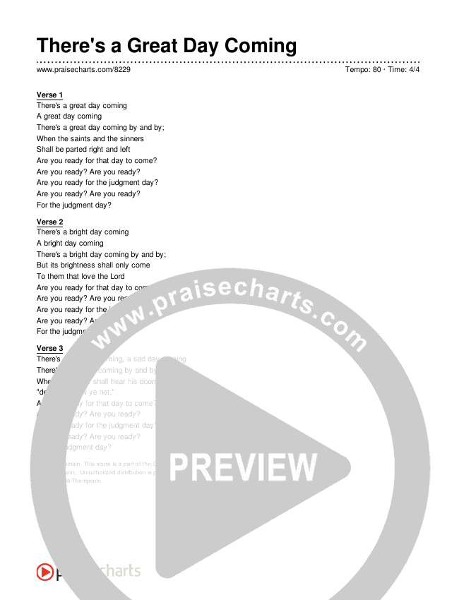 There's A Great Day Coming Lyrics (Traditional Hymn)