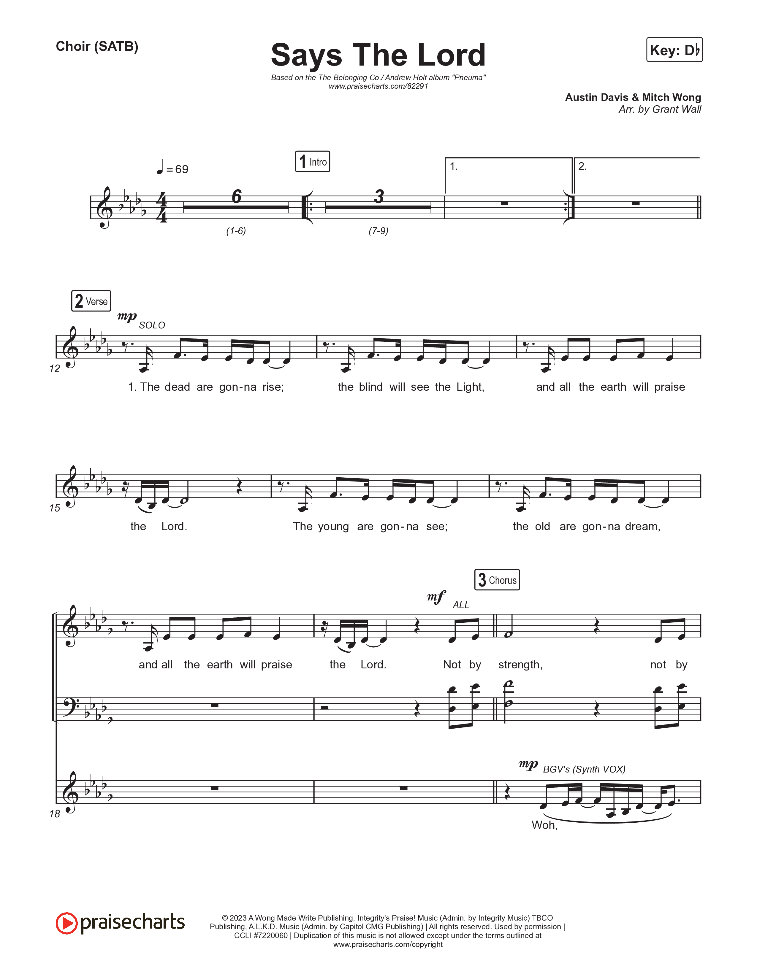 Says The Lord (Live) Choir Sheet (SATB) (The Belonging Co / Andrew Holt)