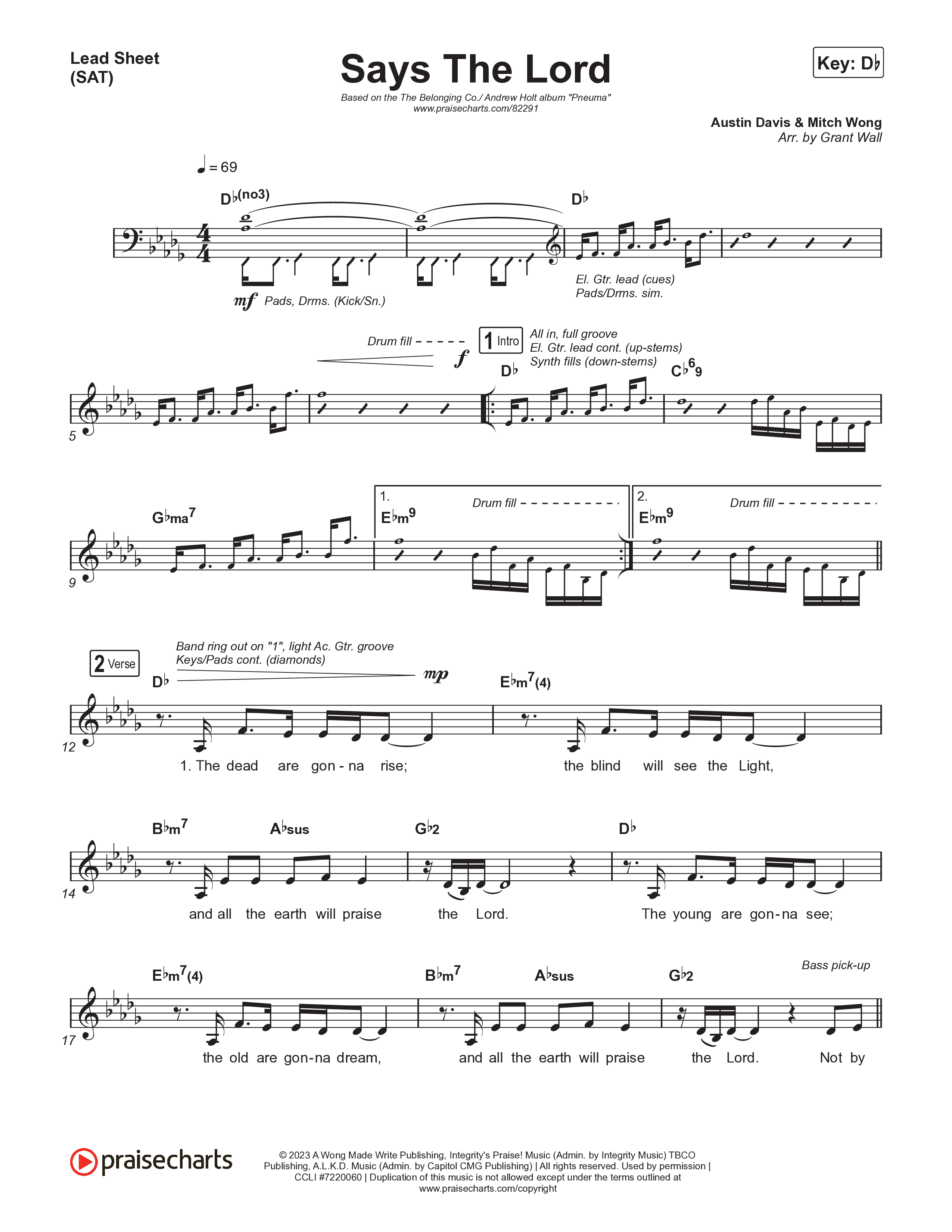 Says The Lord (Live) Lead Sheet (SAT) (The Belonging Co / Andrew Holt)