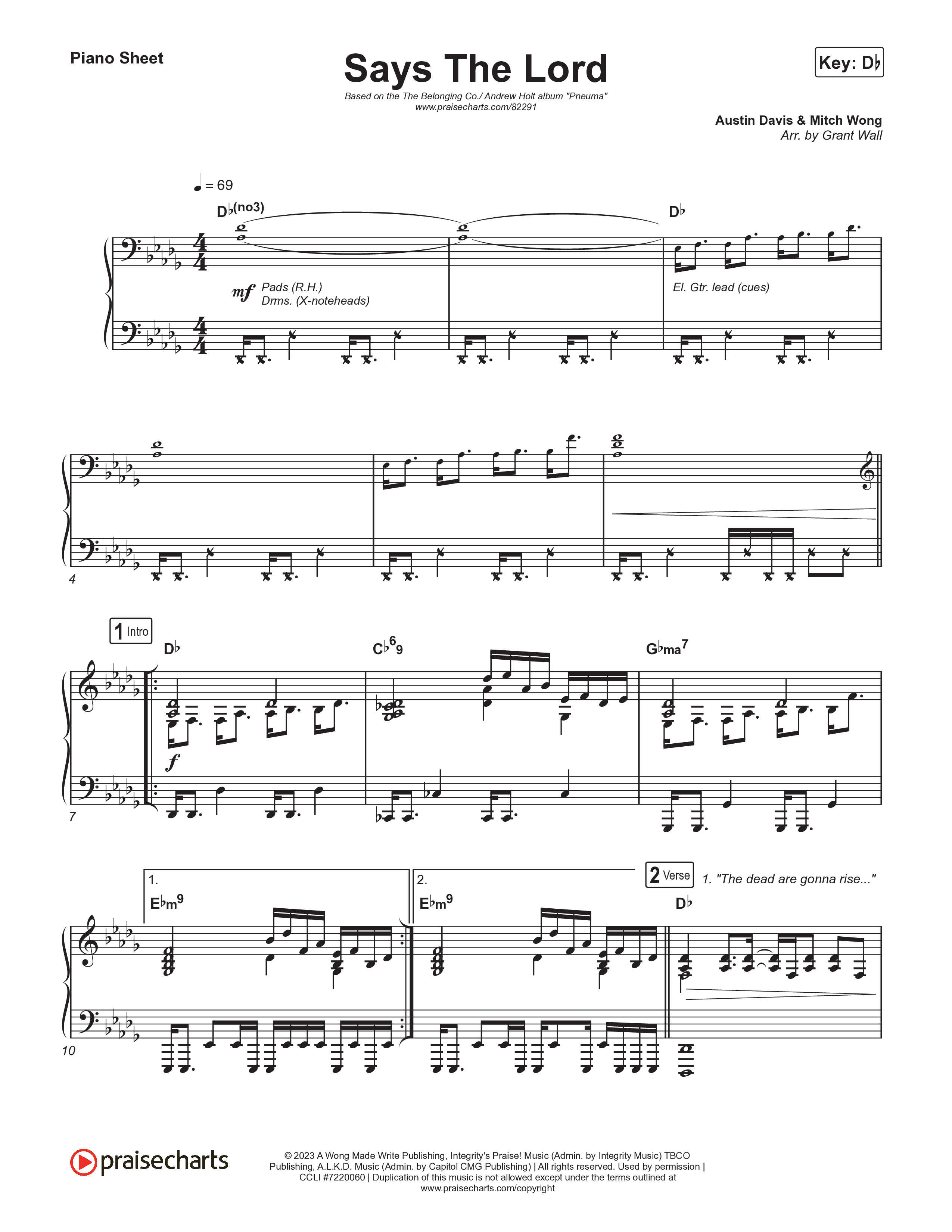 Says The Lord (Live) Piano Sheet (The Belonging Co / Andrew Holt)