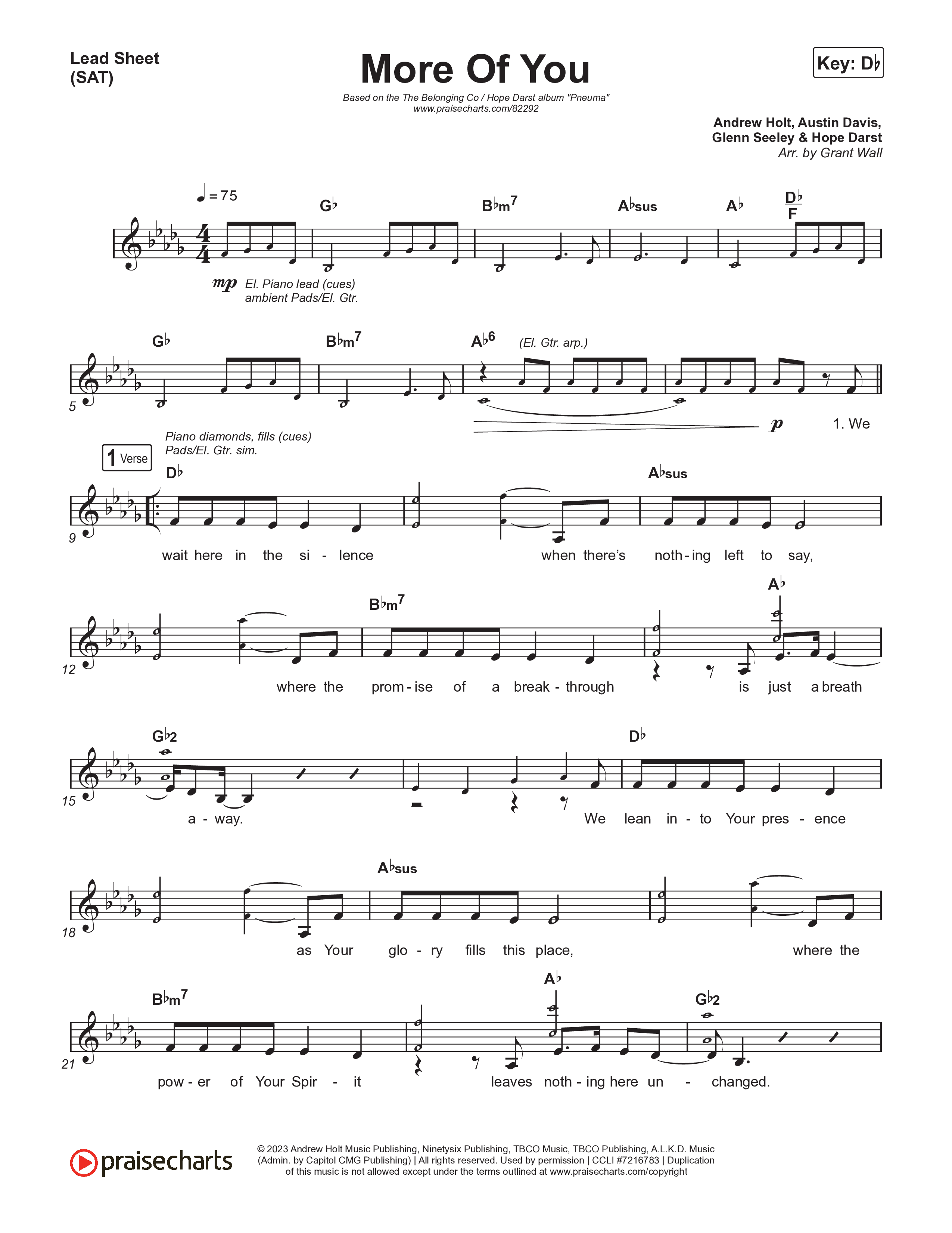 More Of You (Live) Lead Sheet (SAT) (The Belonging Co / Hope Darst)