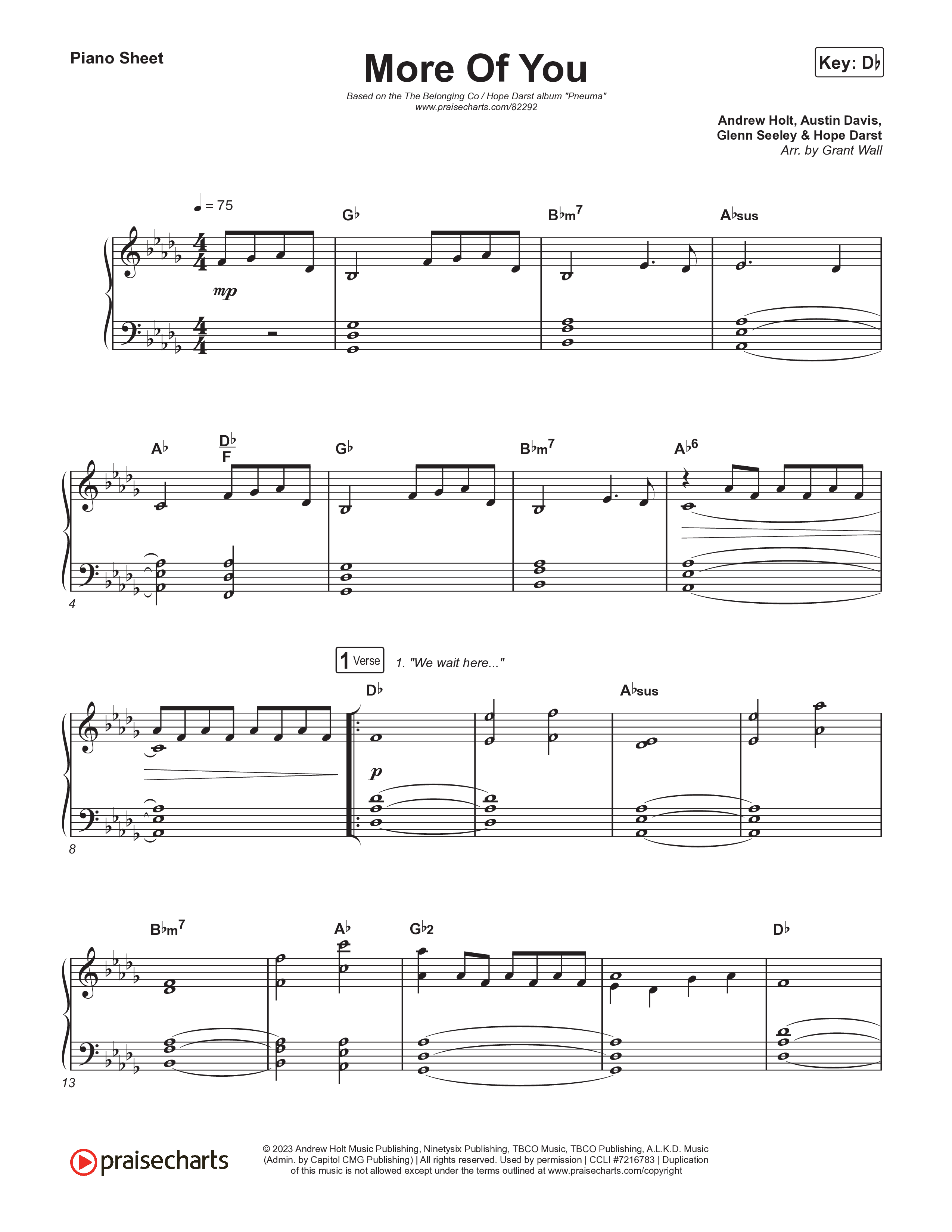 More Of You (Live) Piano Sheet (The Belonging Co / Hope Darst)