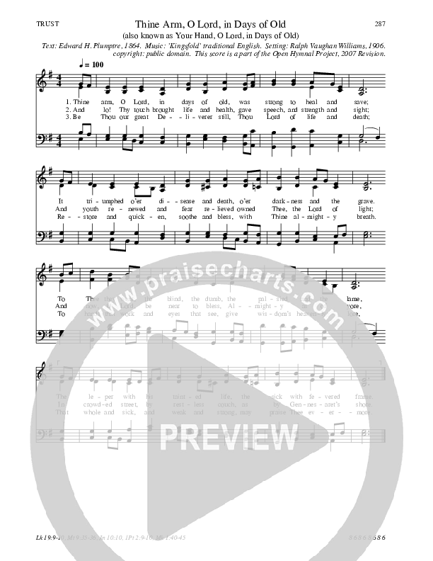 Thine Arm O Lord In Days Of Old Hymn Sheet (SATB) (Traditional Hymn)