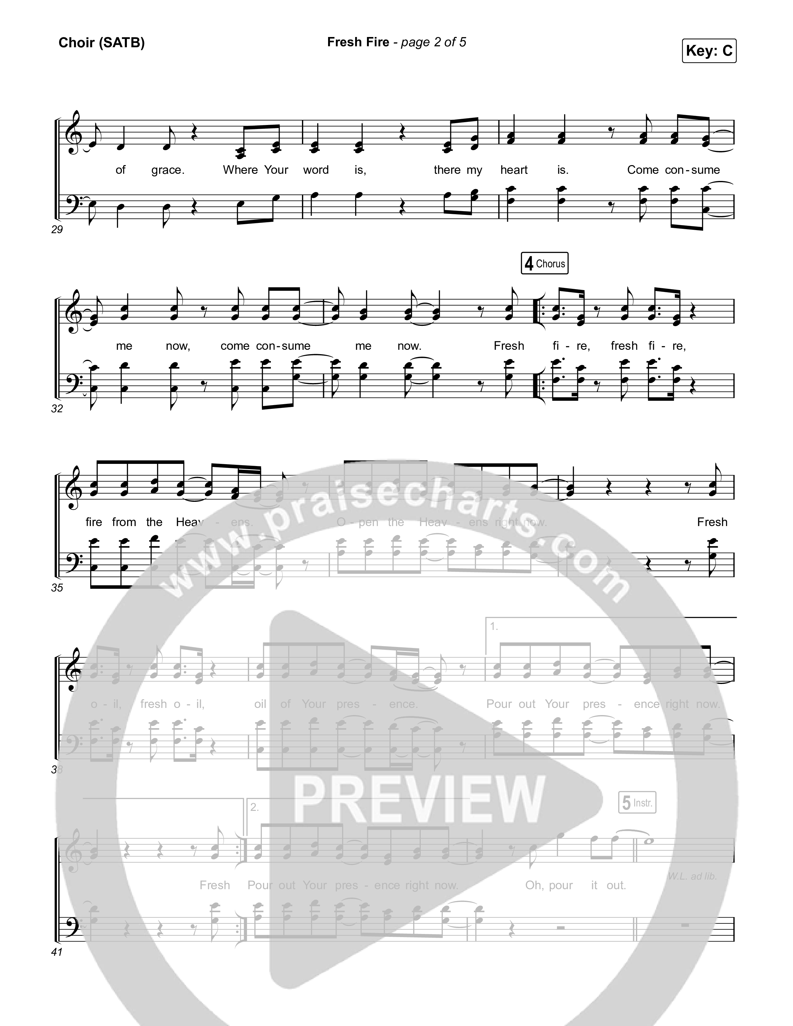 Fresh Fire (Live) Choir Sheet (SATB) (The Belonging Co / Andrew Holt)