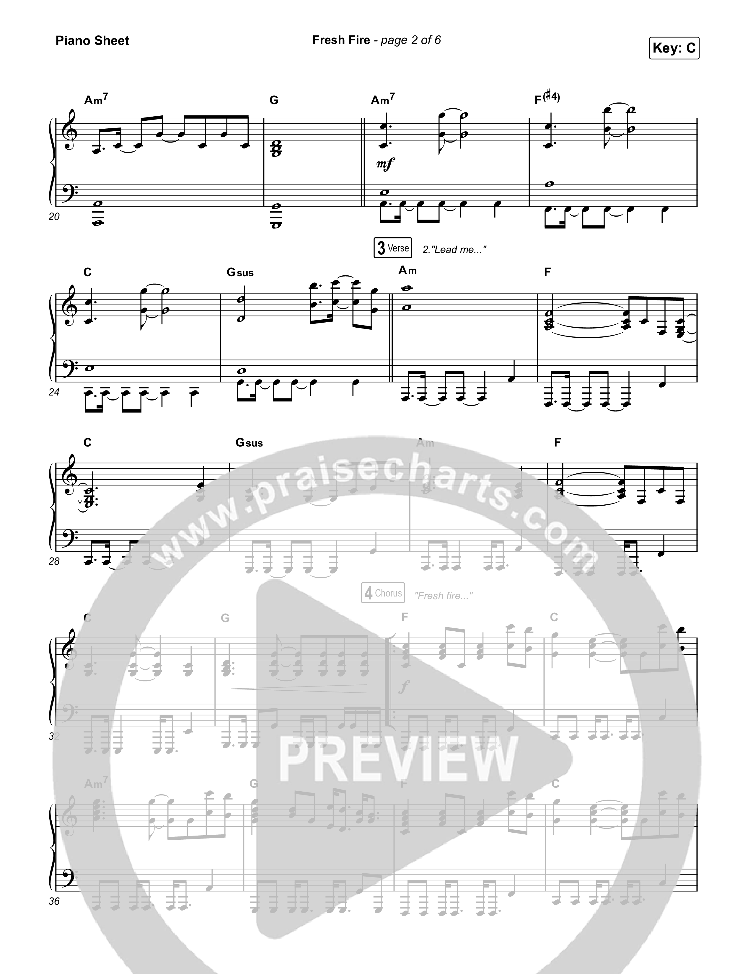 Fresh Fire (Live) Piano Sheet (The Belonging Co / Andrew Holt)