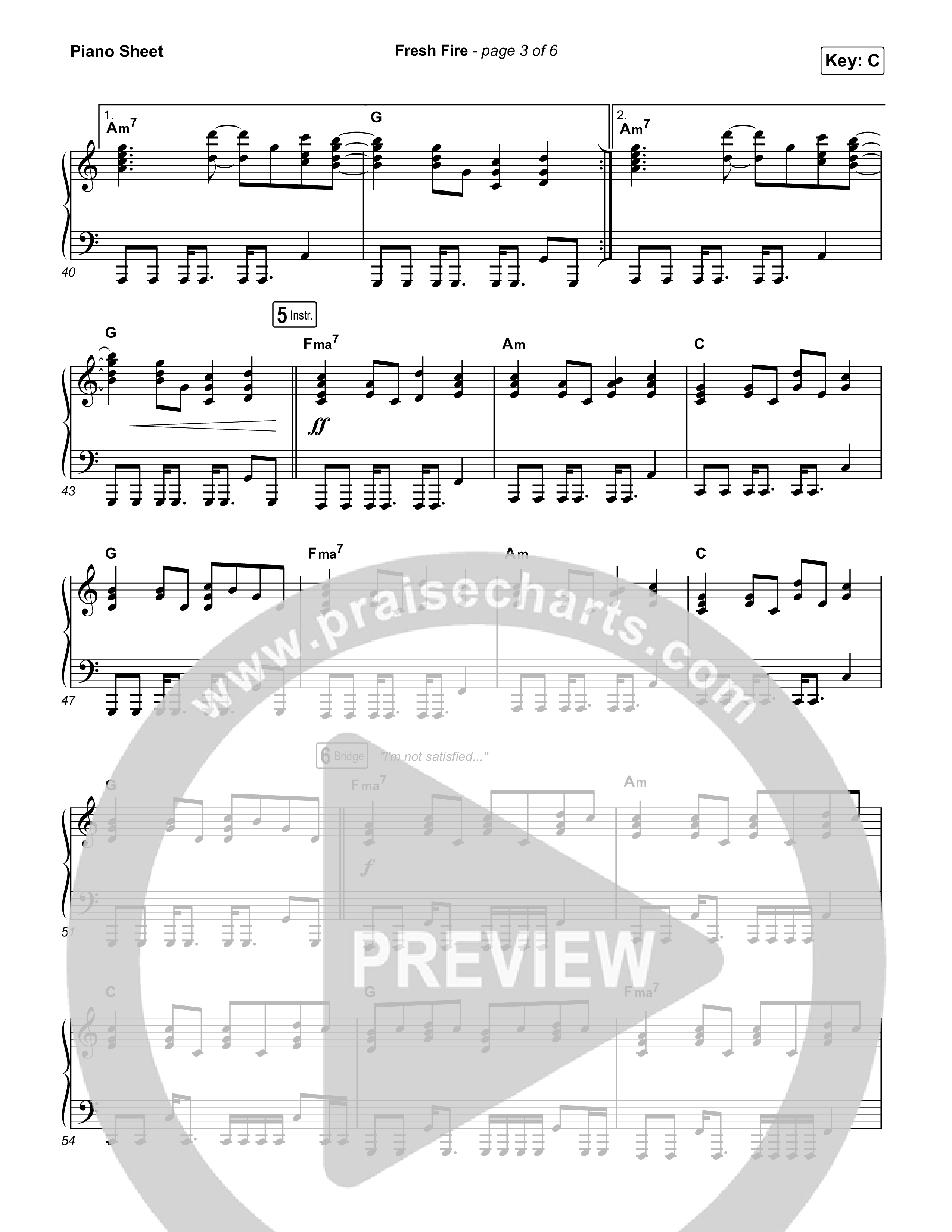 Fresh Fire (Live) Piano Sheet (The Belonging Co / Andrew Holt)