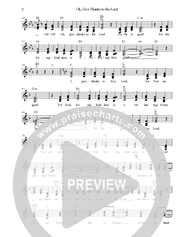 Oh Give Thanks To The Lord Lead Sheet (SAT) (Dennis Jernigan)