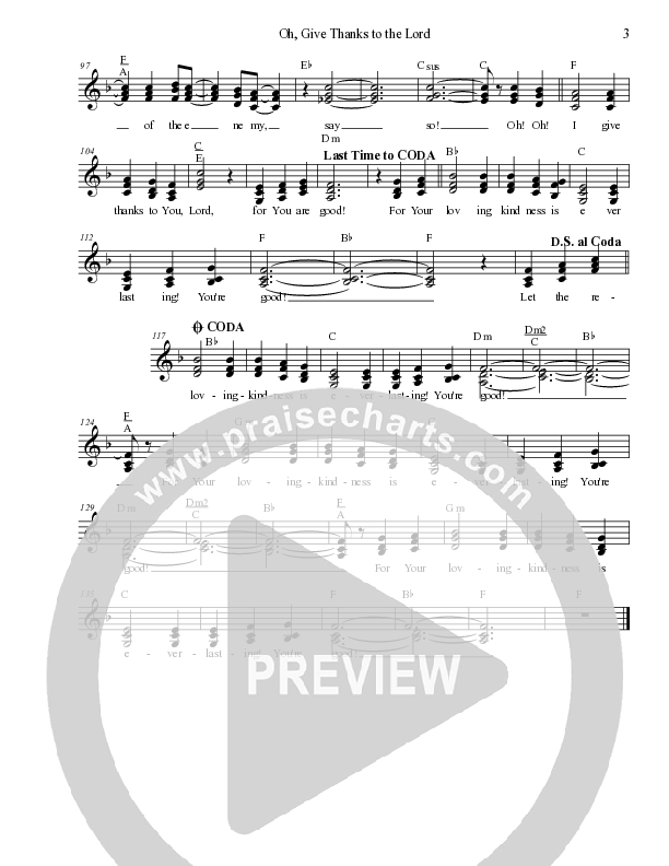 Oh Give Thanks To The Lord Lead Sheet (SAT) (Dennis Jernigan)