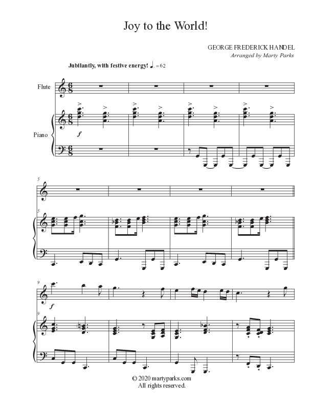 Joy To The World (Instrumental) Piano/Flute Duet (Foster Music Group / Arr. Marty Parks)