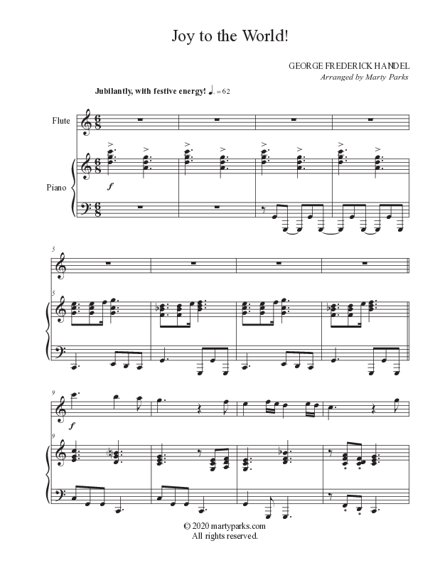 Joy To The World (Instrumental) Piano/Flute Duet (Foster Music Group / Arr. Marty Parks)