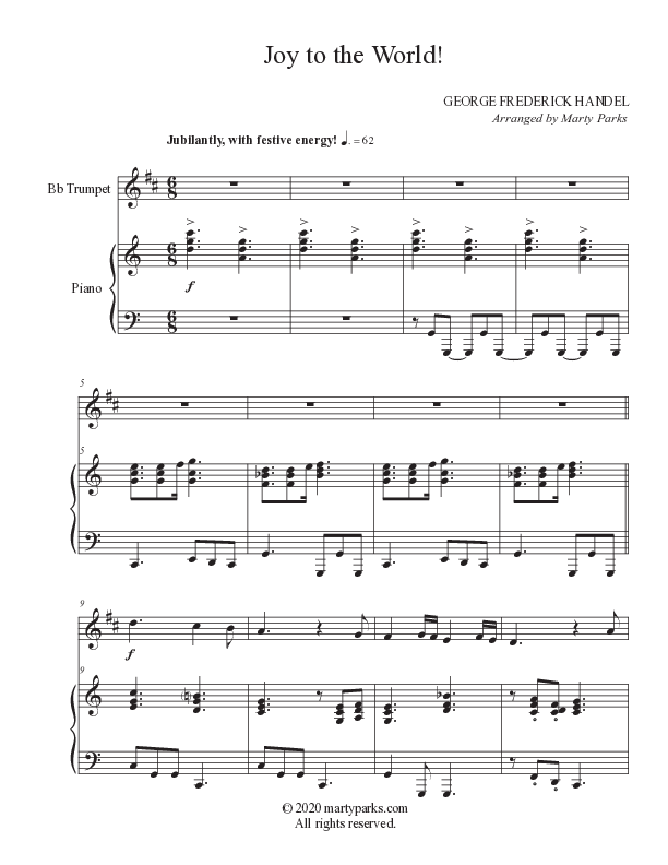 Joy To The World (Instrumental) Piano/Trumpet Duet (Foster Music Group / Arr. Marty Parks)