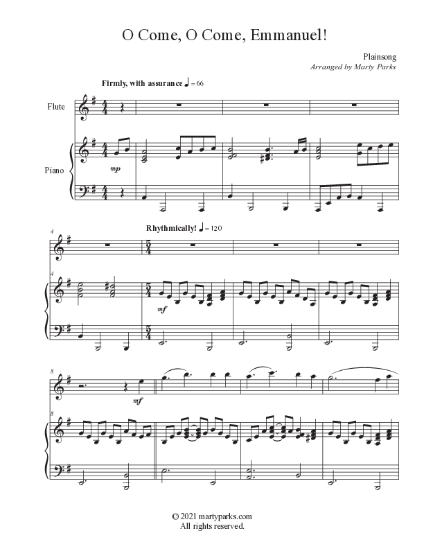 O Come O Come Emmanuel (Instrumental) Piano/Flute Duet (Foster Music Group / Arr. Marty Parks)