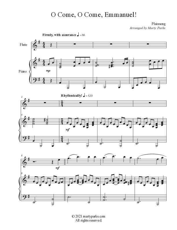 O Come O Come Emmanuel (Instrumental) Piano/Flute (Foster Music Group / Arr. Marty Parks)
