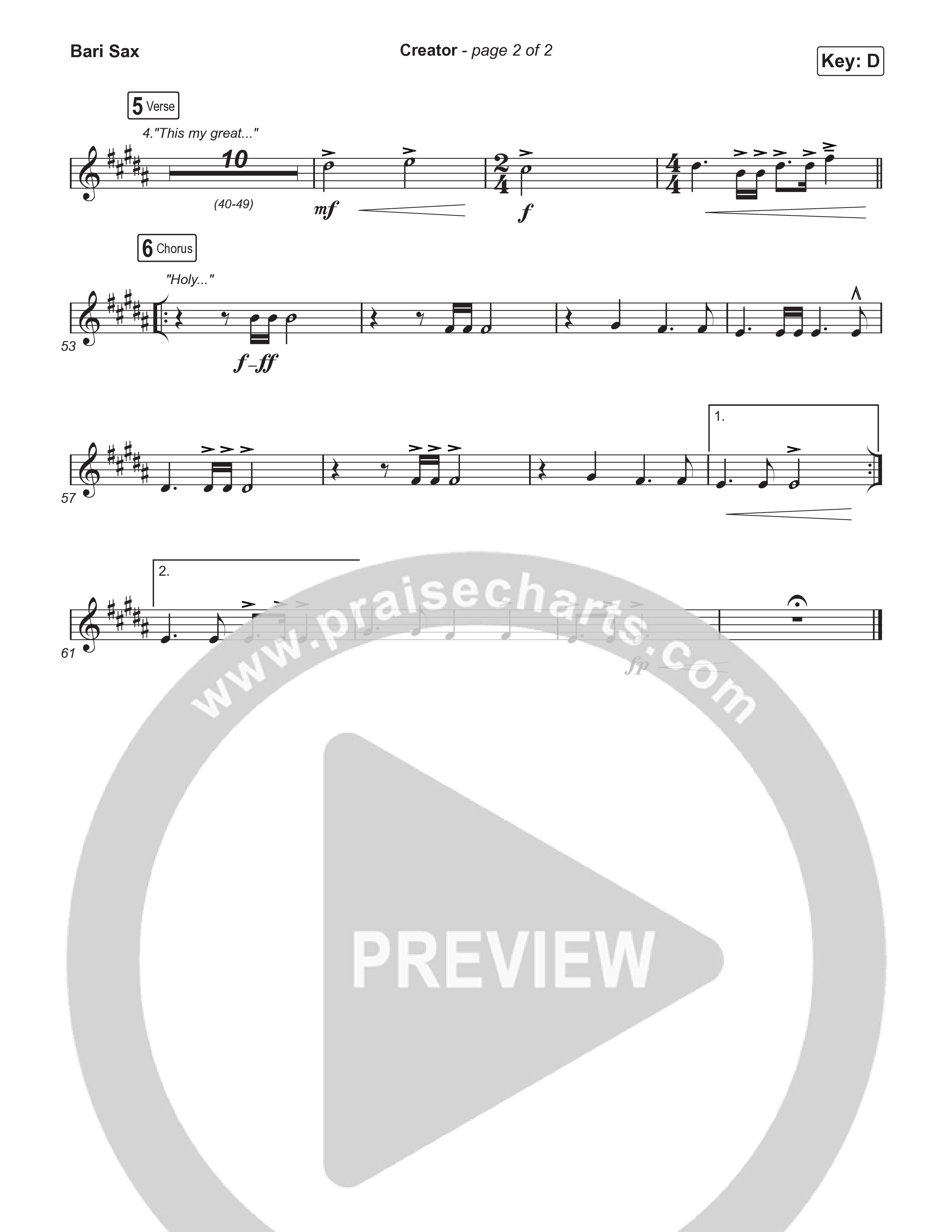 Creator (Choral Anthem SATB) Bari Sax (Phil Wickham / Arr. Mason Brown)