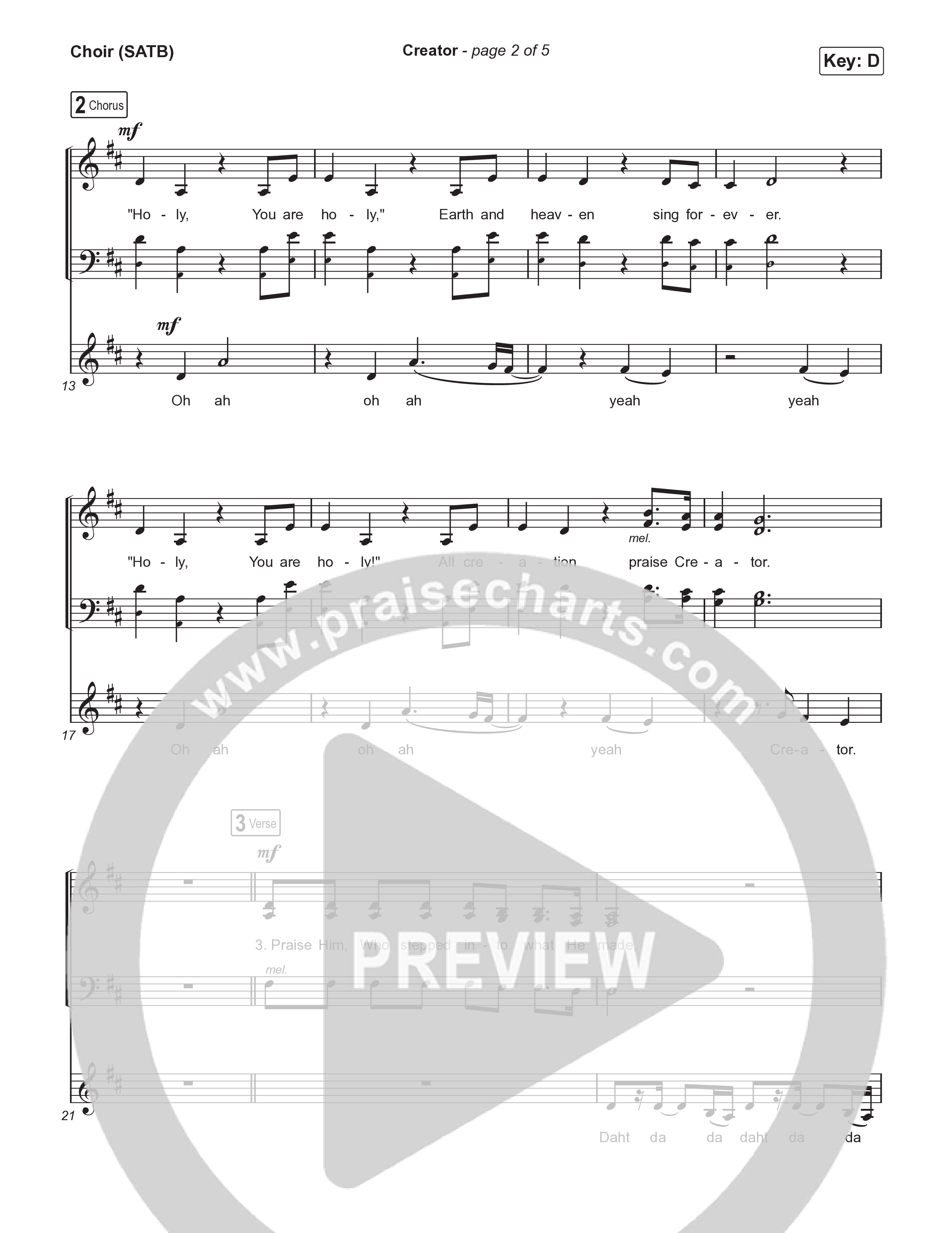 Creator (Choral Anthem SATB) Choir Sheet (SATB) (Phil Wickham / Arr. Mason Brown)