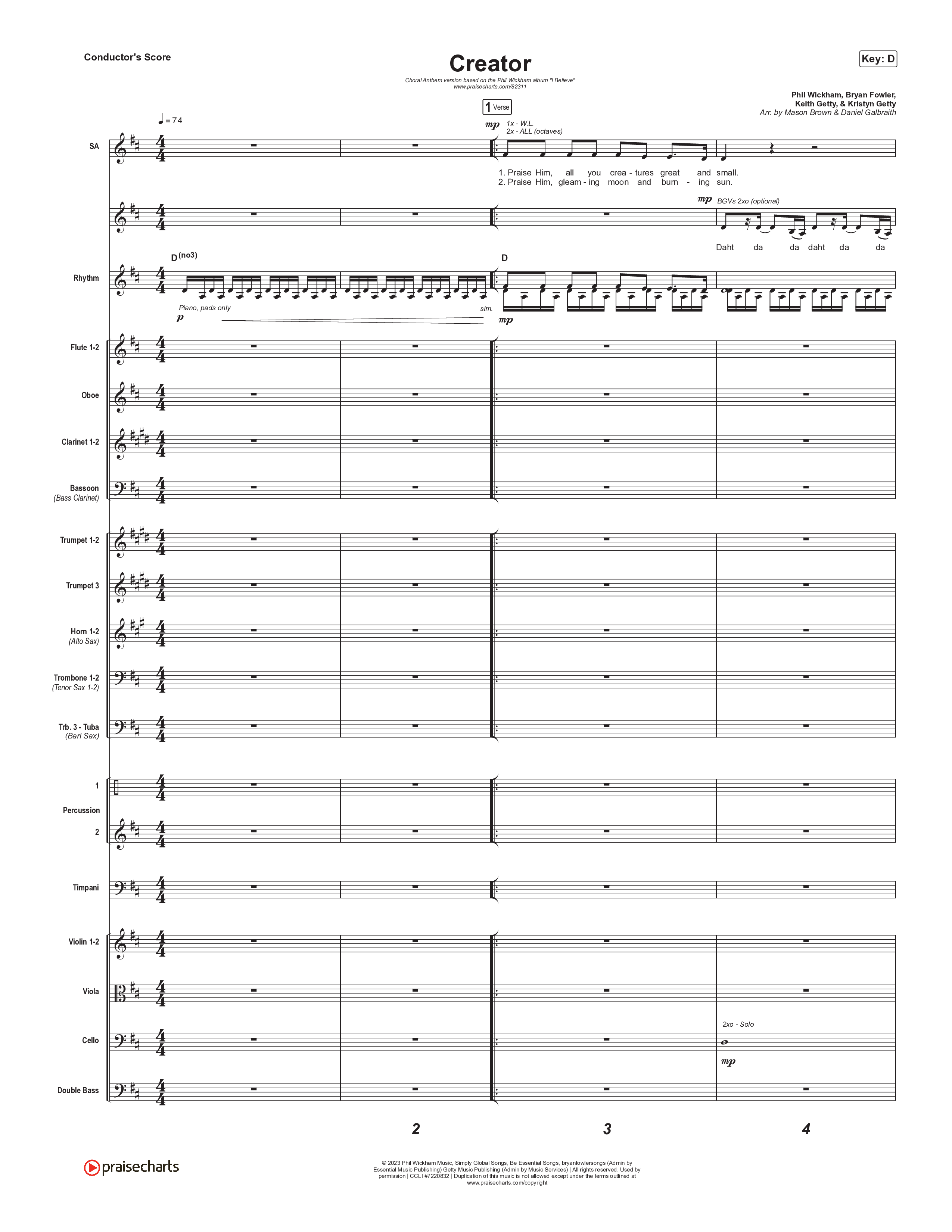 Creator (Choral Anthem SATB) Conductor's Score (Phil Wickham / Arr. Mason Brown)