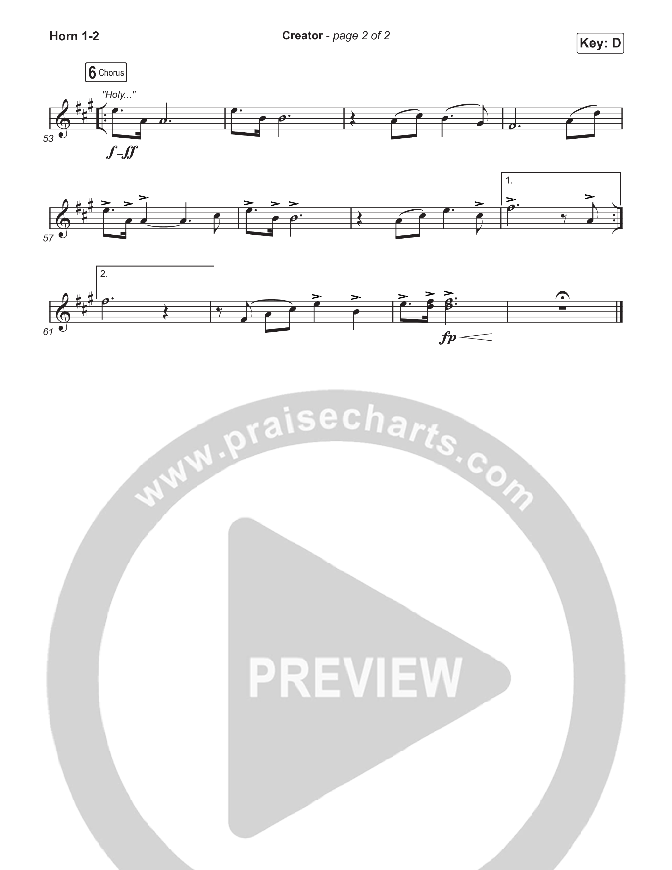 Creator (Choral Anthem SATB) French Horn 1,2 (Phil Wickham / Arr. Mason Brown)