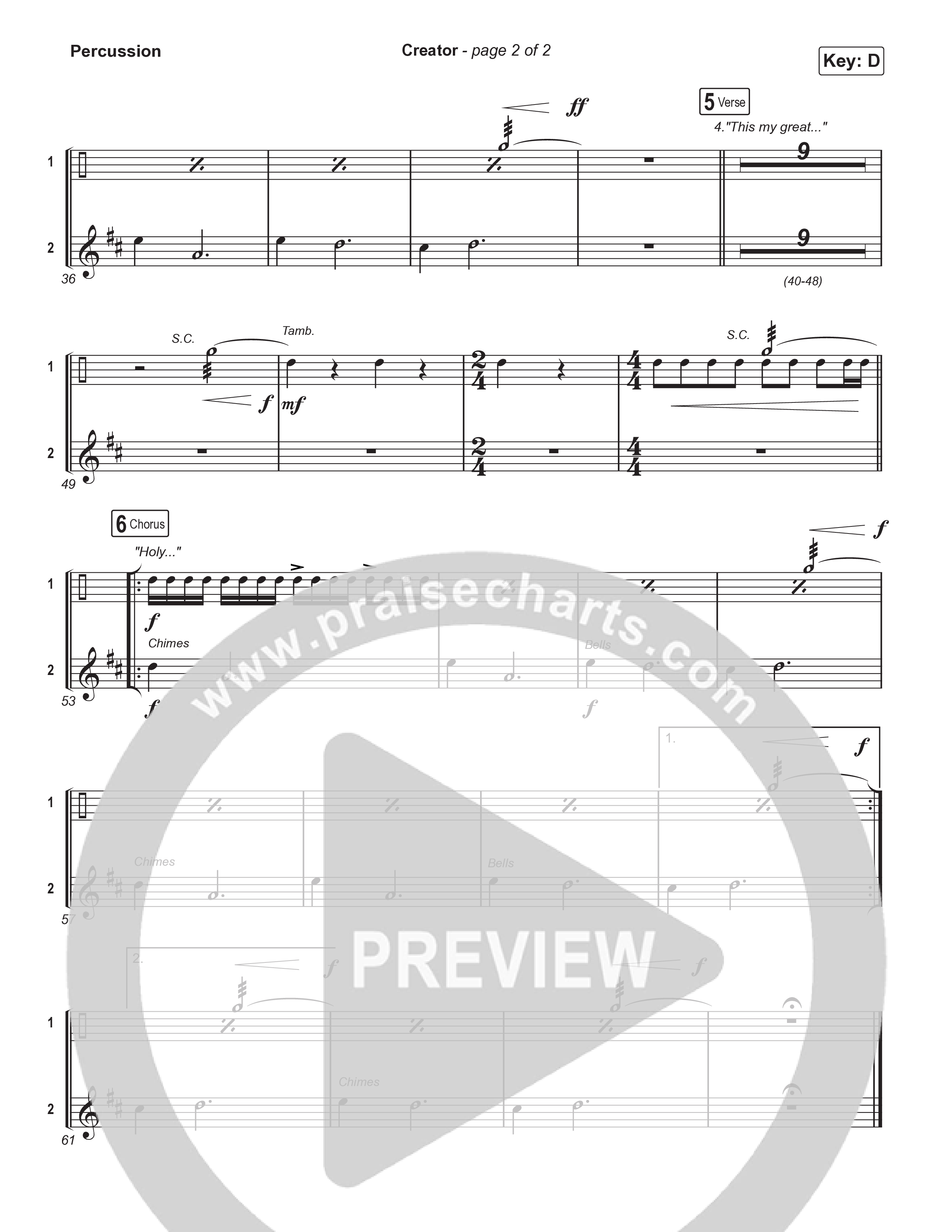 Creator (Choral Anthem SATB) Percussion (Phil Wickham / Arr. Mason Brown)