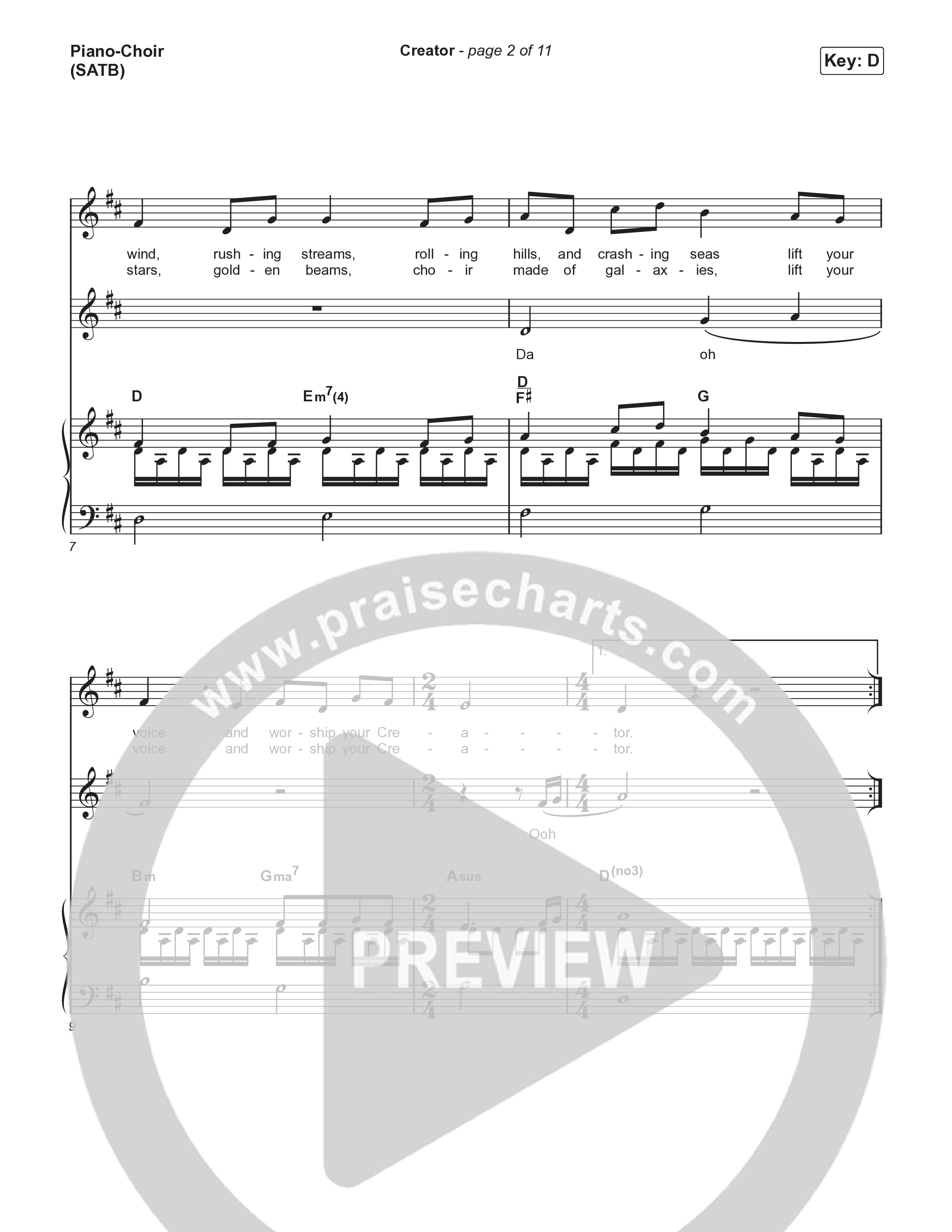 Creator (Choral Anthem SATB) Piano/Vocal (SATB) (Phil Wickham / Arr. Mason Brown)