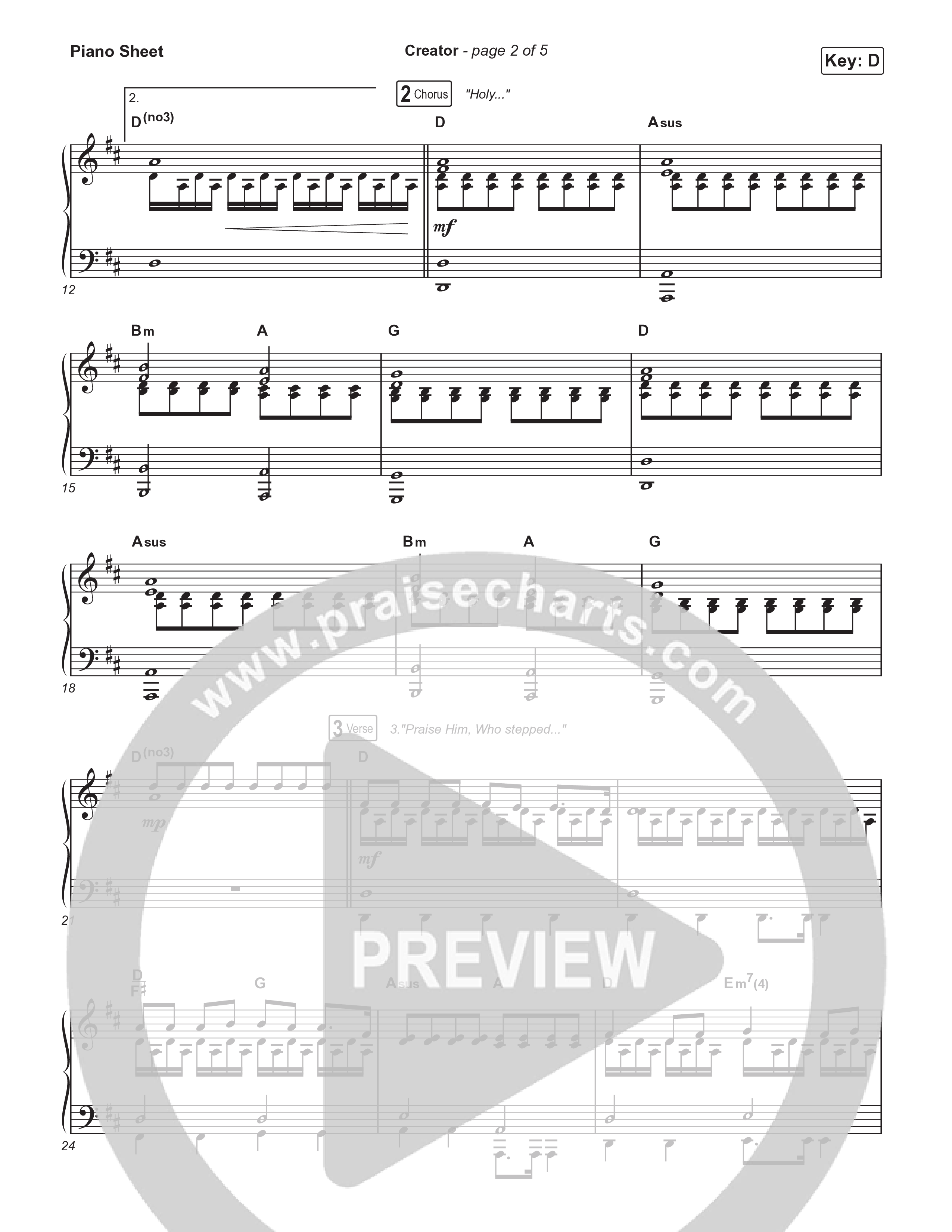 Creator (Choral Anthem SATB) Piano Sheet (Phil Wickham / Arr. Mason Brown)