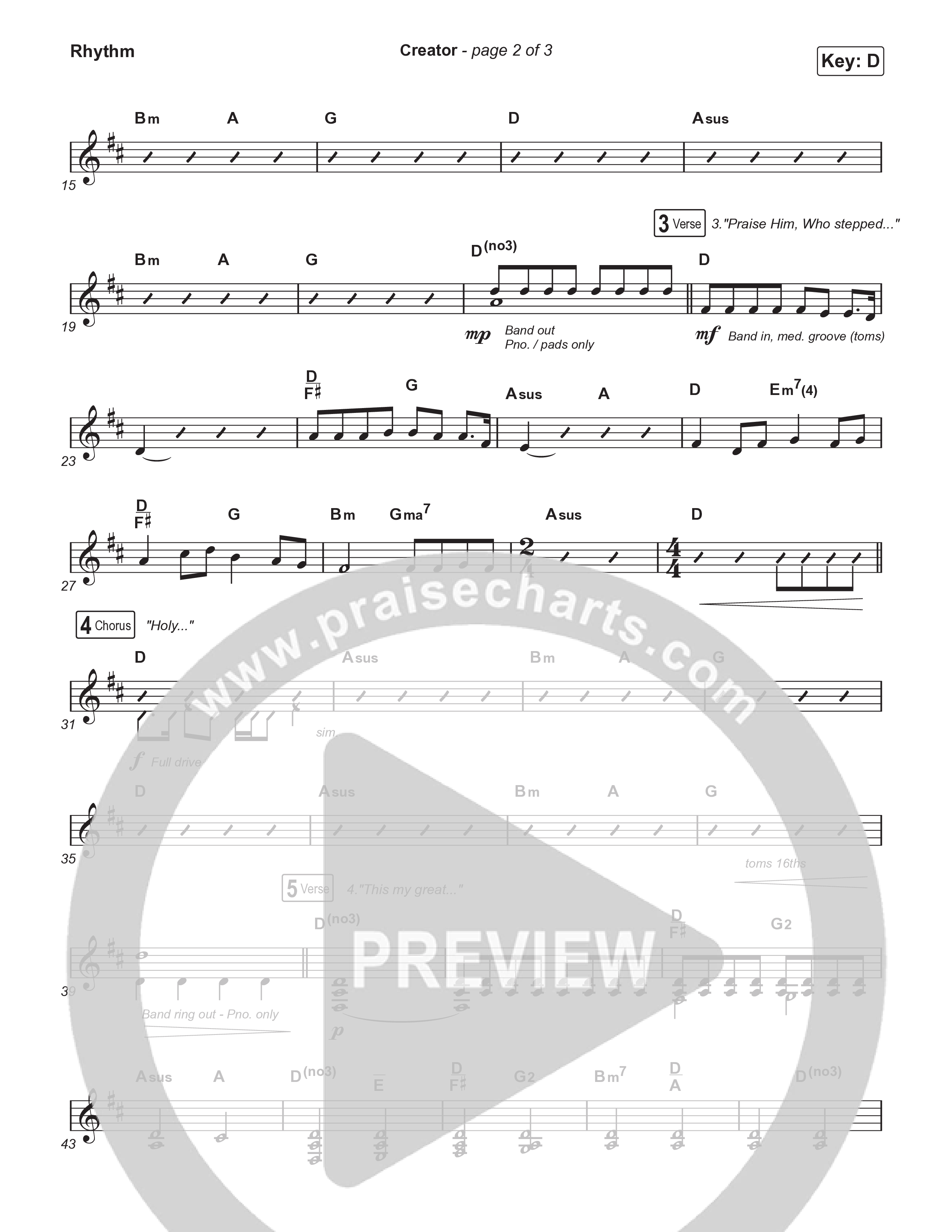 Creator (Choral Anthem SATB) Rhythm Chart (Phil Wickham / Arr. Mason Brown)