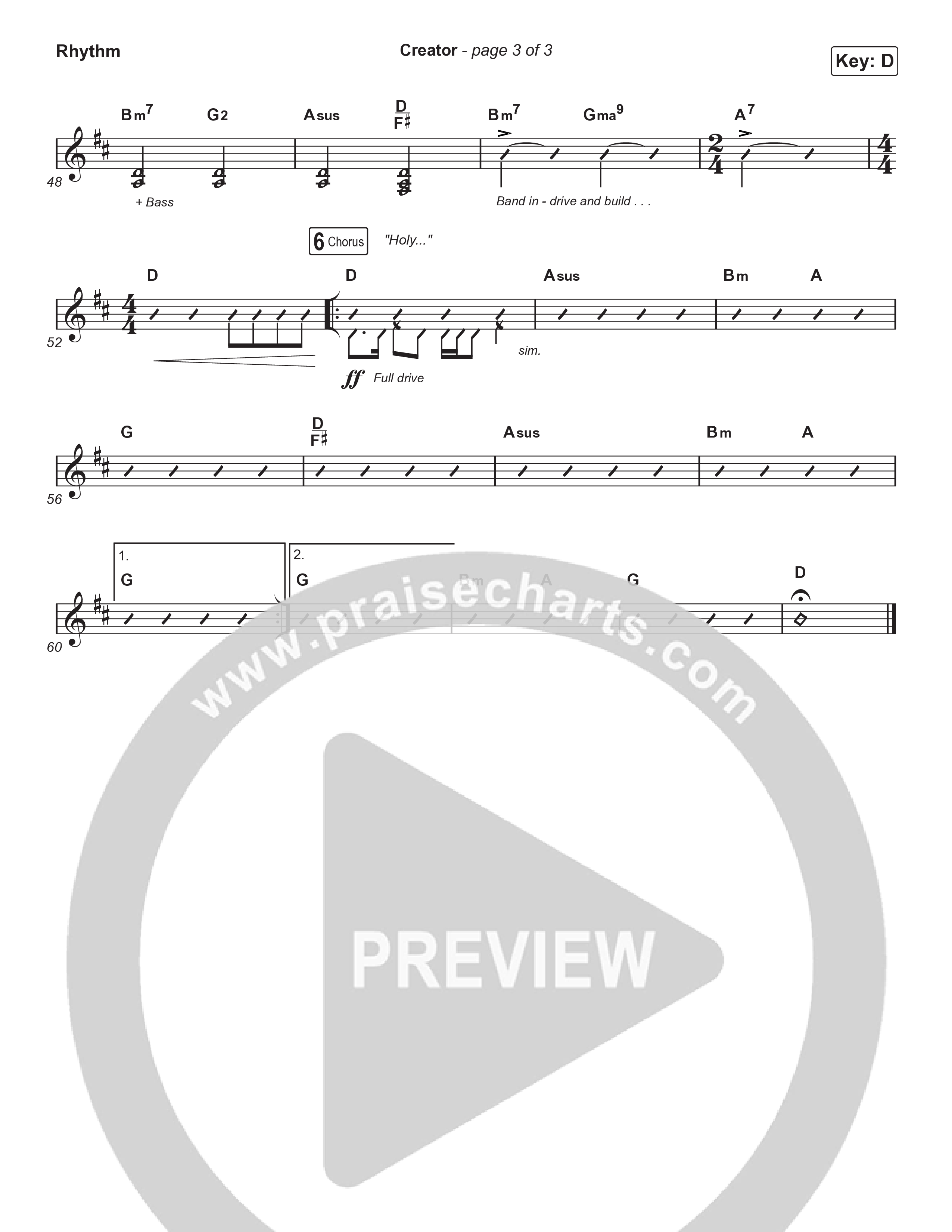 Creator (Choral Anthem SATB) Rhythm Chart (Phil Wickham / Arr. Mason Brown)