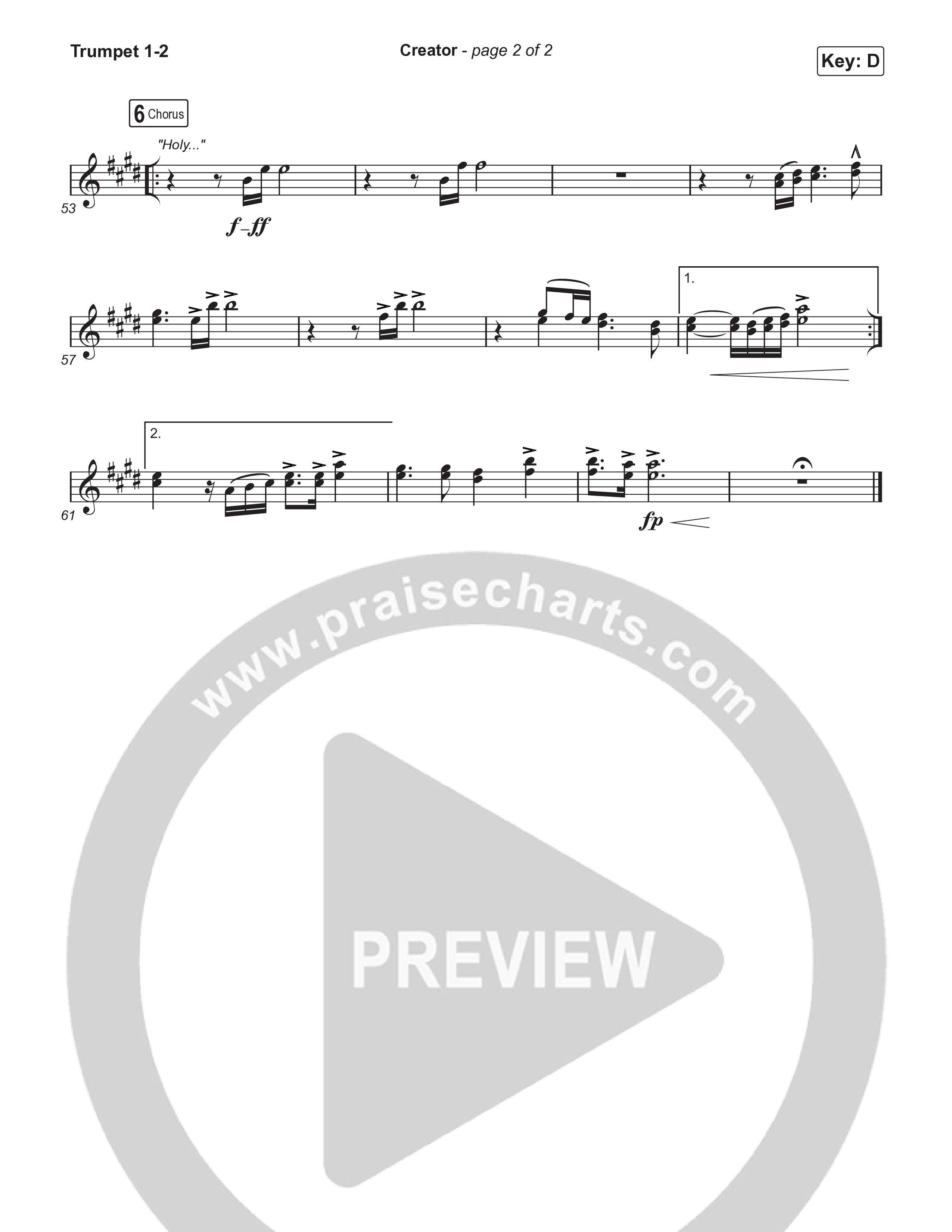Creator (Choral Anthem SATB) Trumpet 1,2 (Phil Wickham / Arr. Mason Brown)