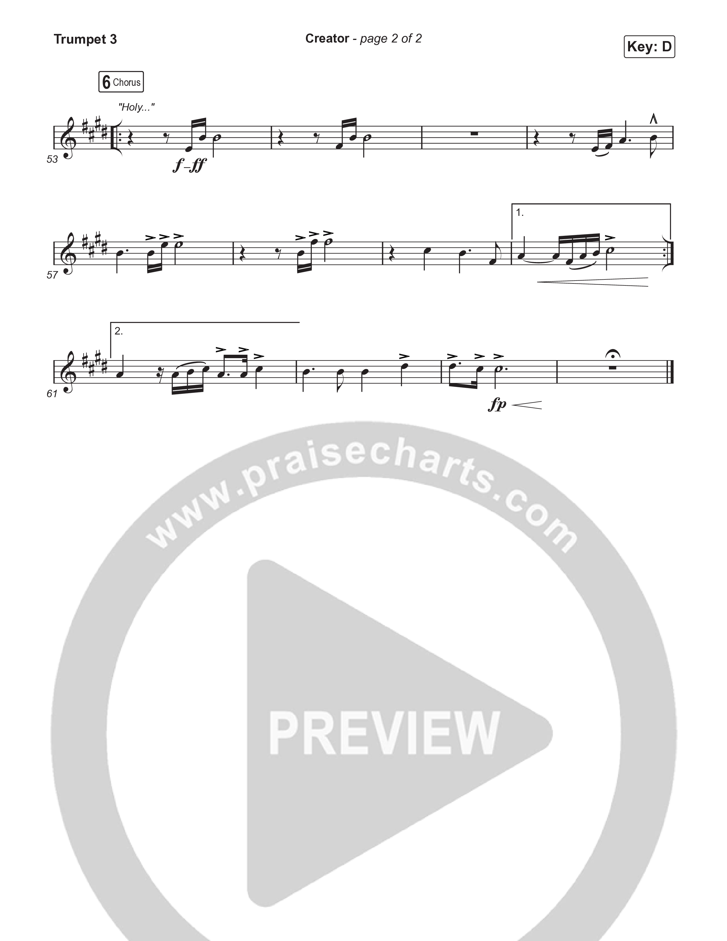 Creator (Choral Anthem SATB) Trumpet 3 (Phil Wickham / Arr. Mason Brown)