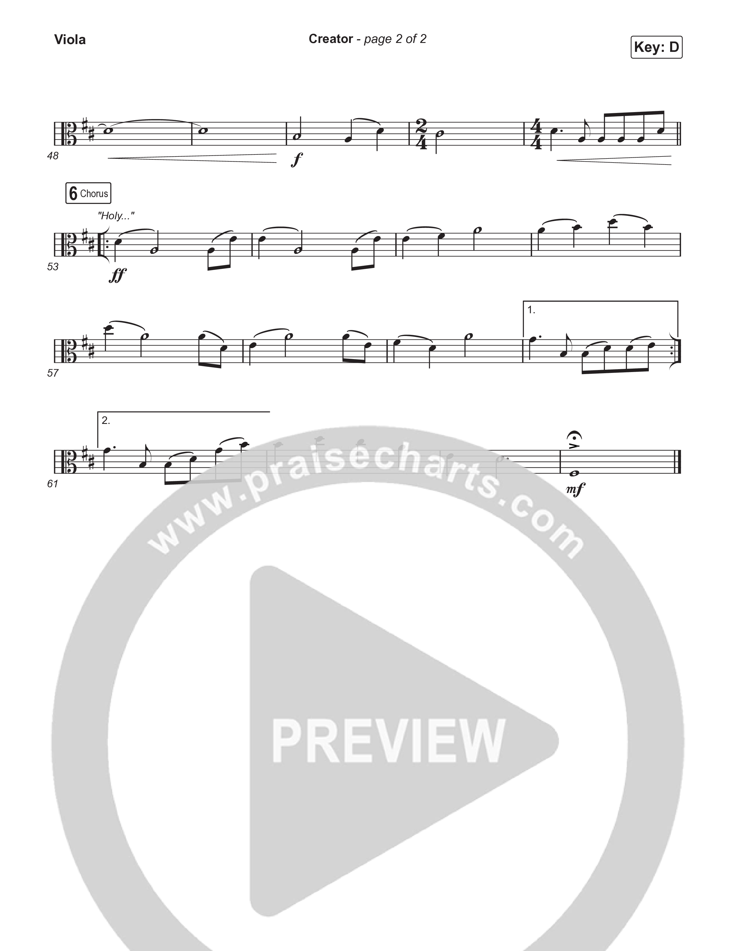 Creator (Choral Anthem SATB) Viola (Phil Wickham / Arr. Mason Brown)