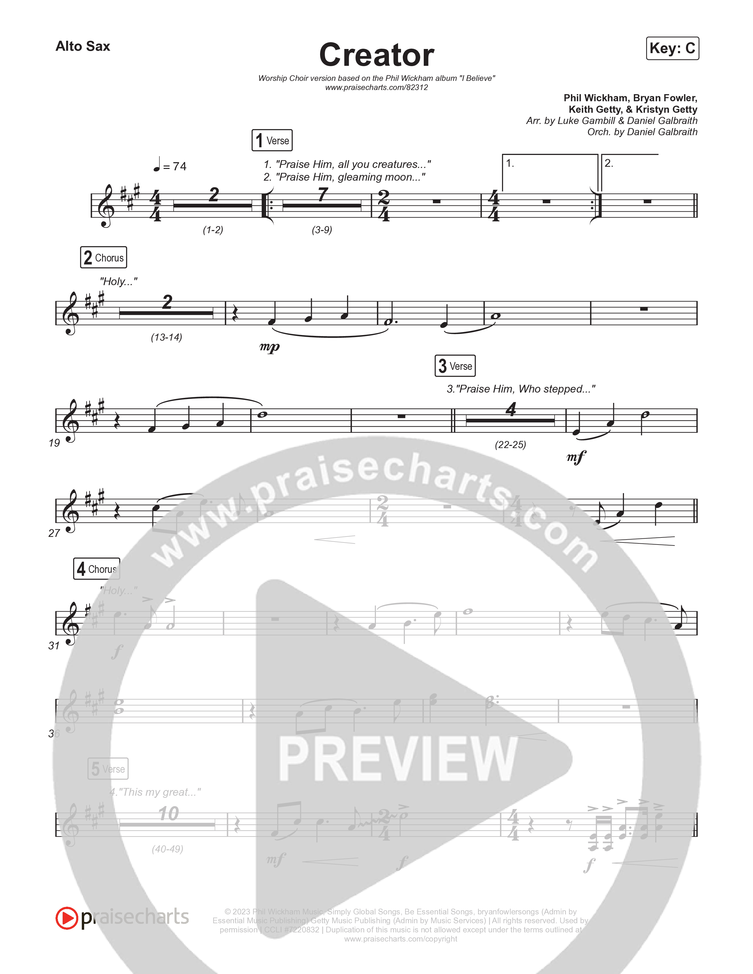 Creator (Worship Choir/SAB) Alto Sax (Phil Wickham)