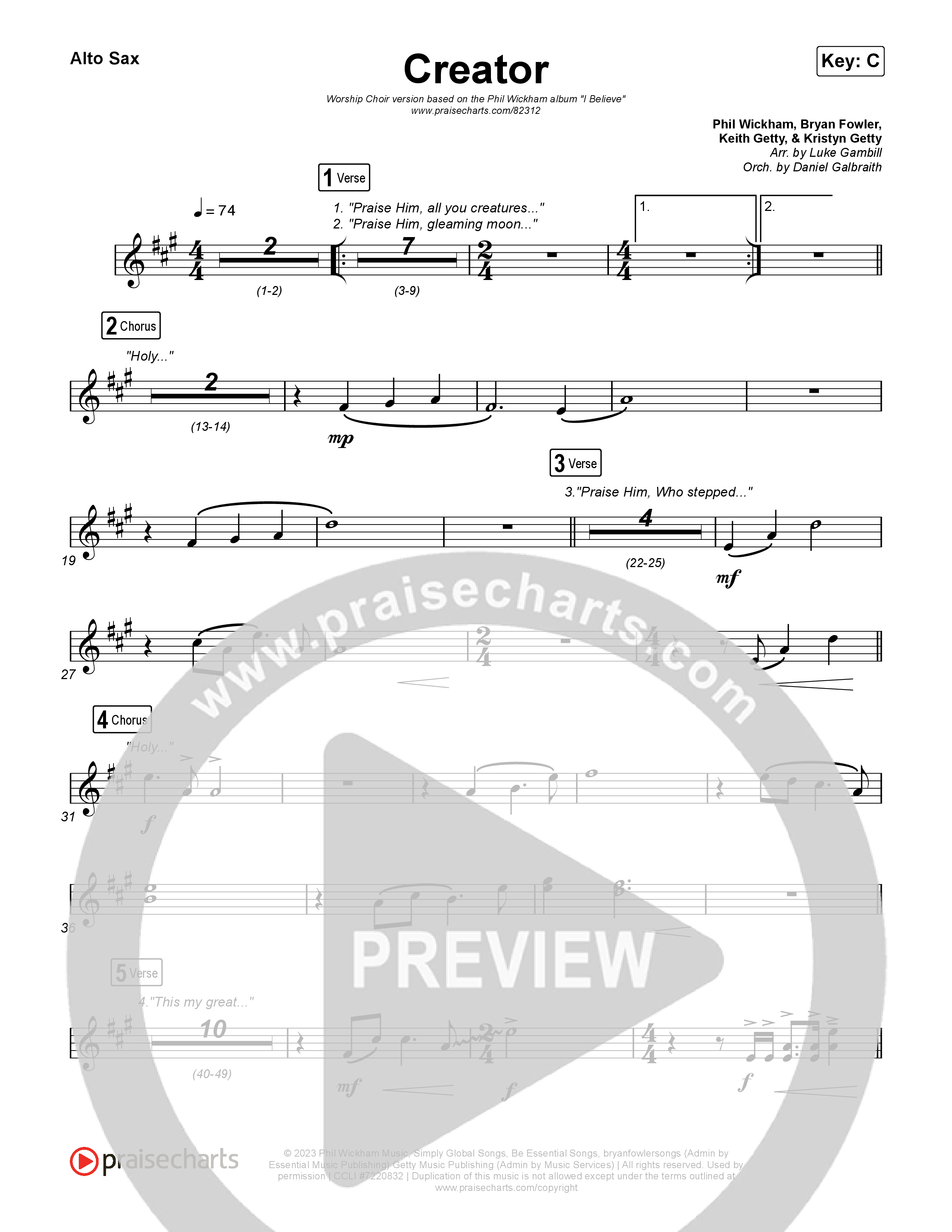 Creator (Worship Choir/SAB) Sax Pack (Phil Wickham)