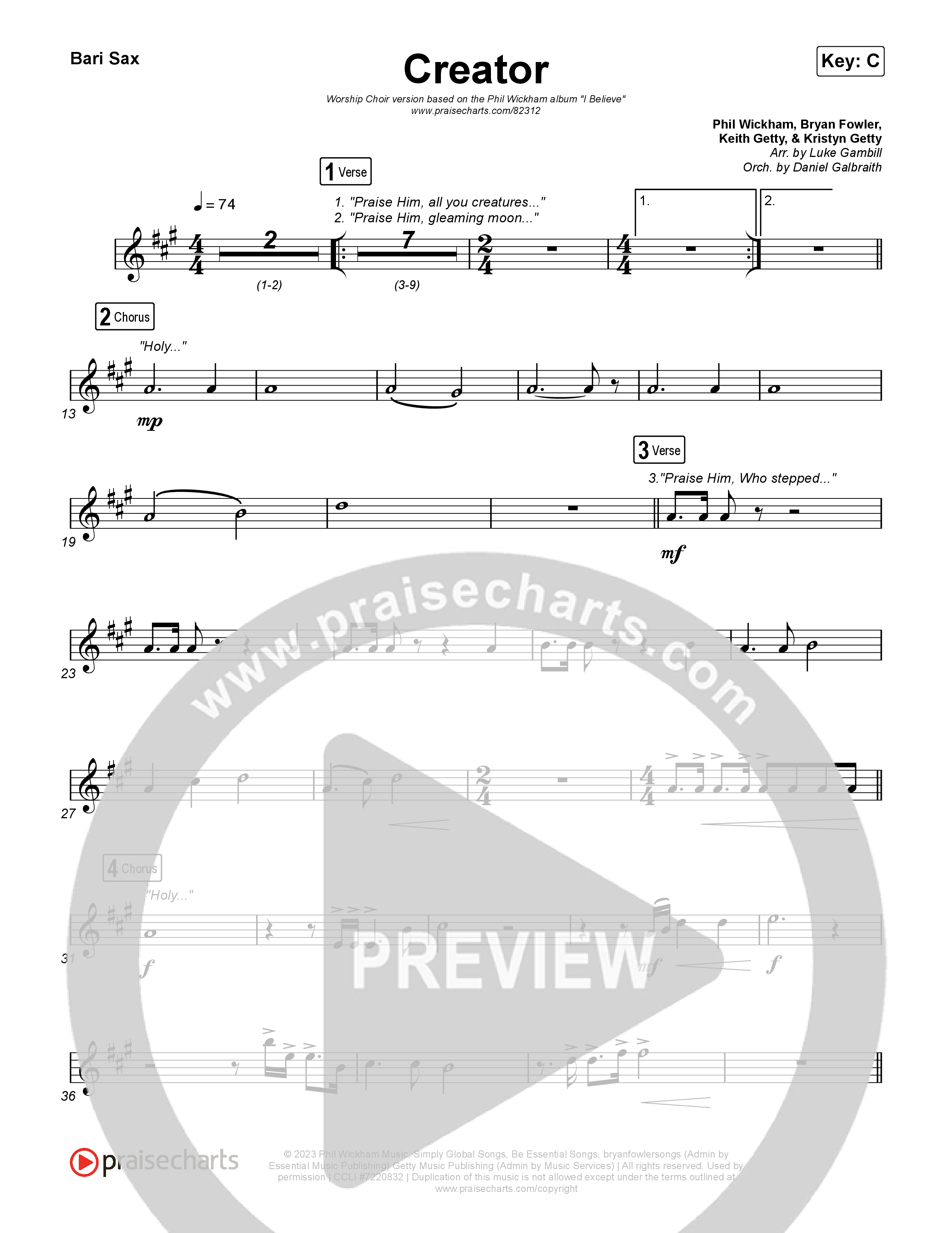 Creator (Worship Choir/SAB) Bari Sax (Phil Wickham)