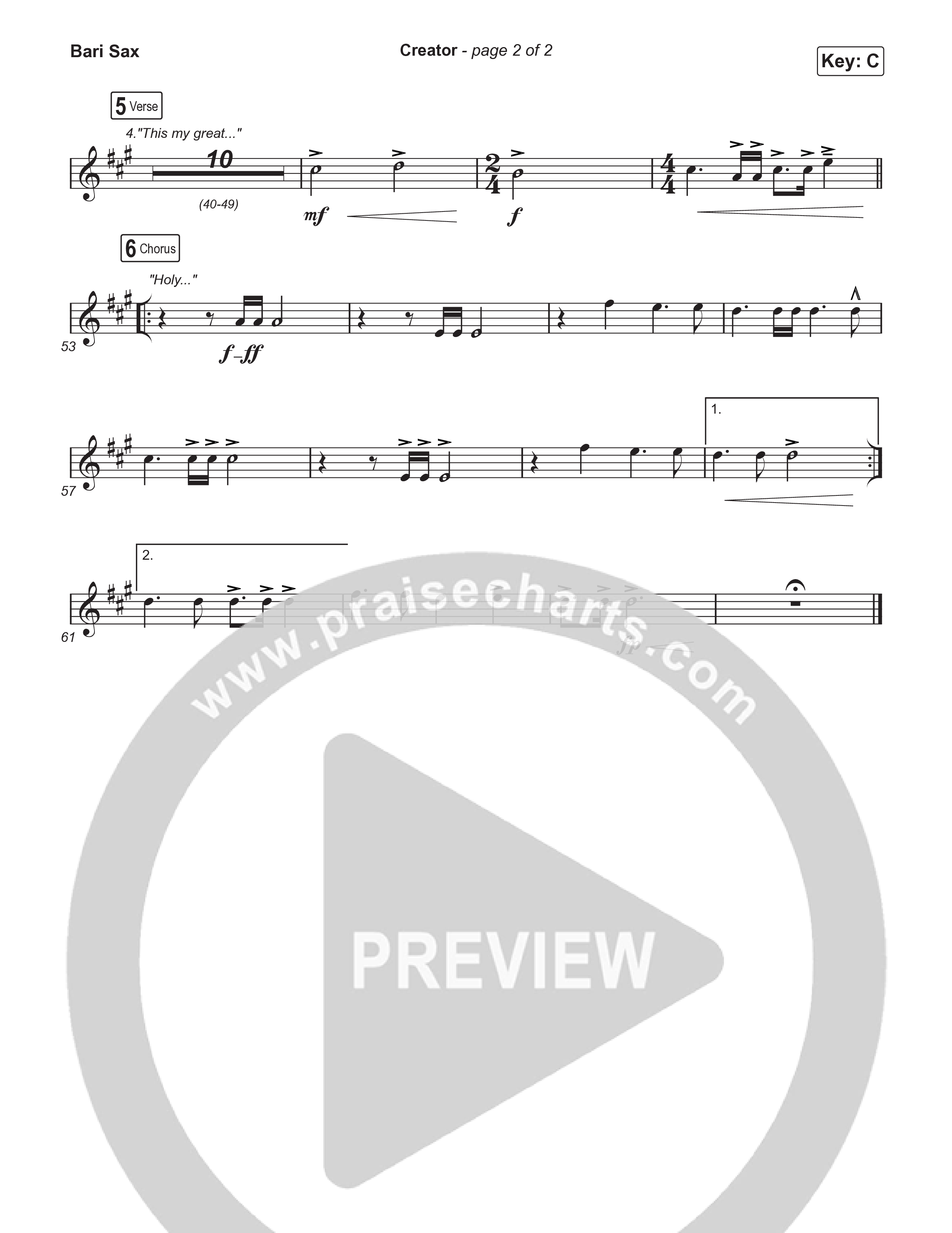 Creator (Worship Choir/SAB) Bari Sax (Phil Wickham)