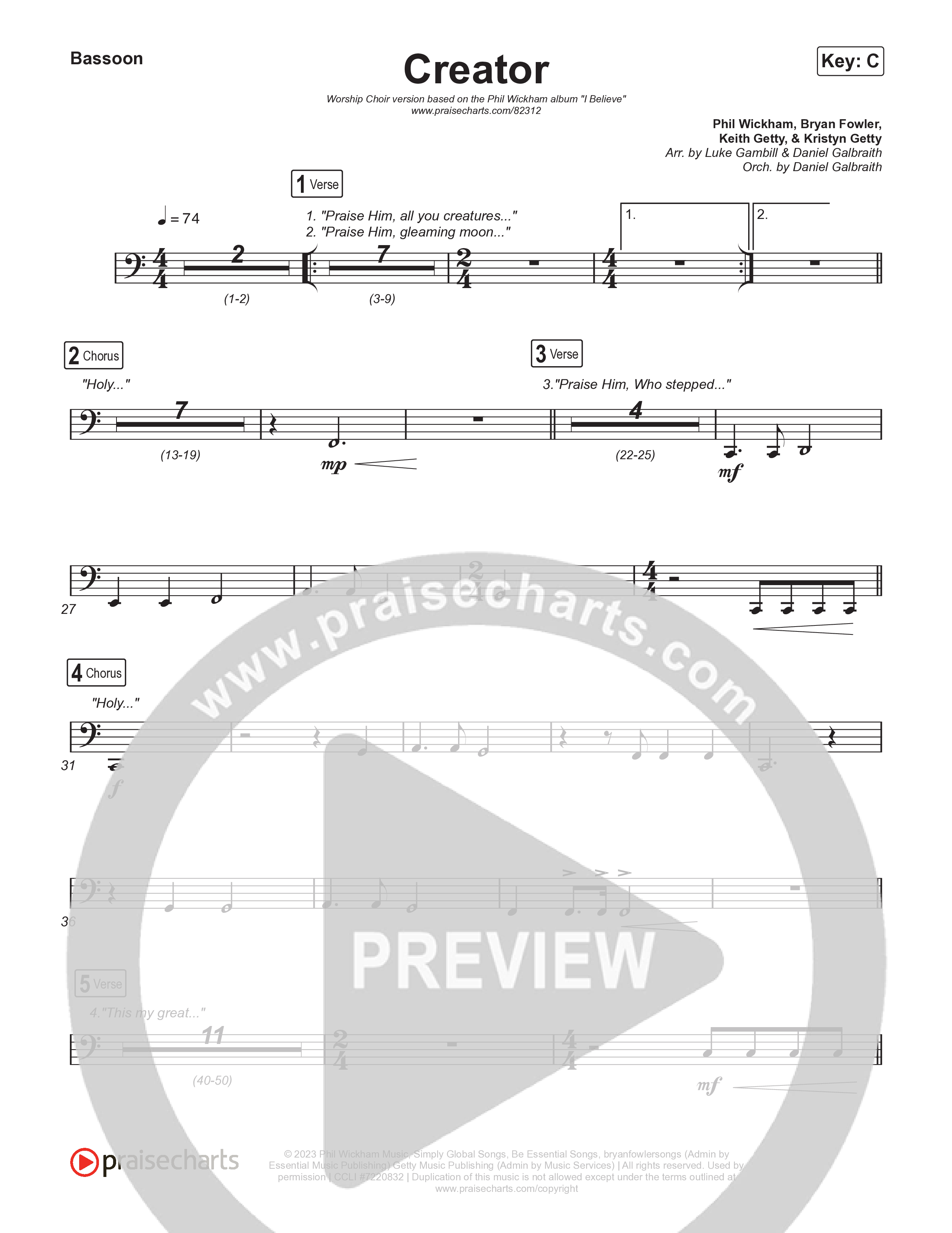Creator (Worship Choir/SAB) Bassoon (Phil Wickham)