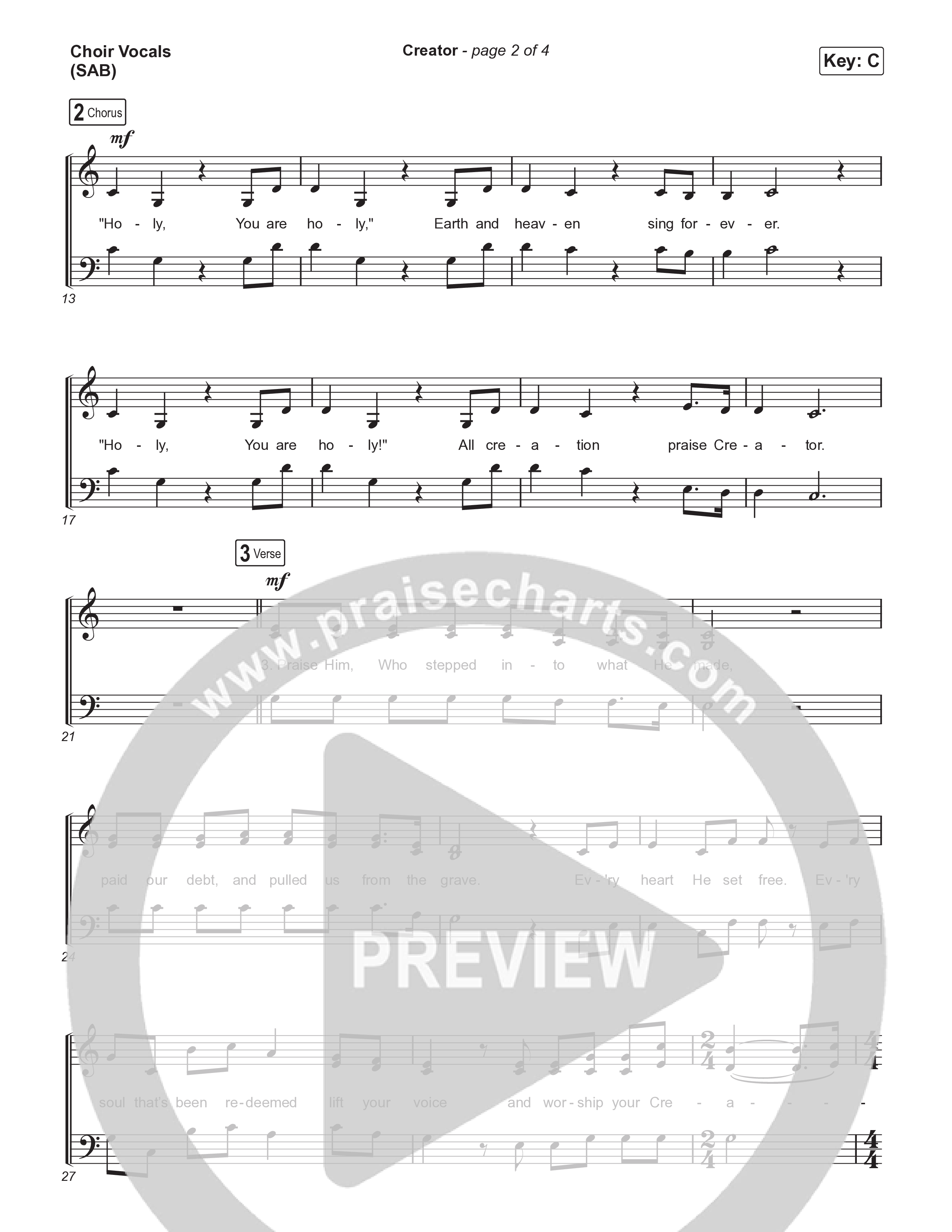 Creator (Worship Choir/SAB) Choir Sheet (SAB) (Phil Wickham)