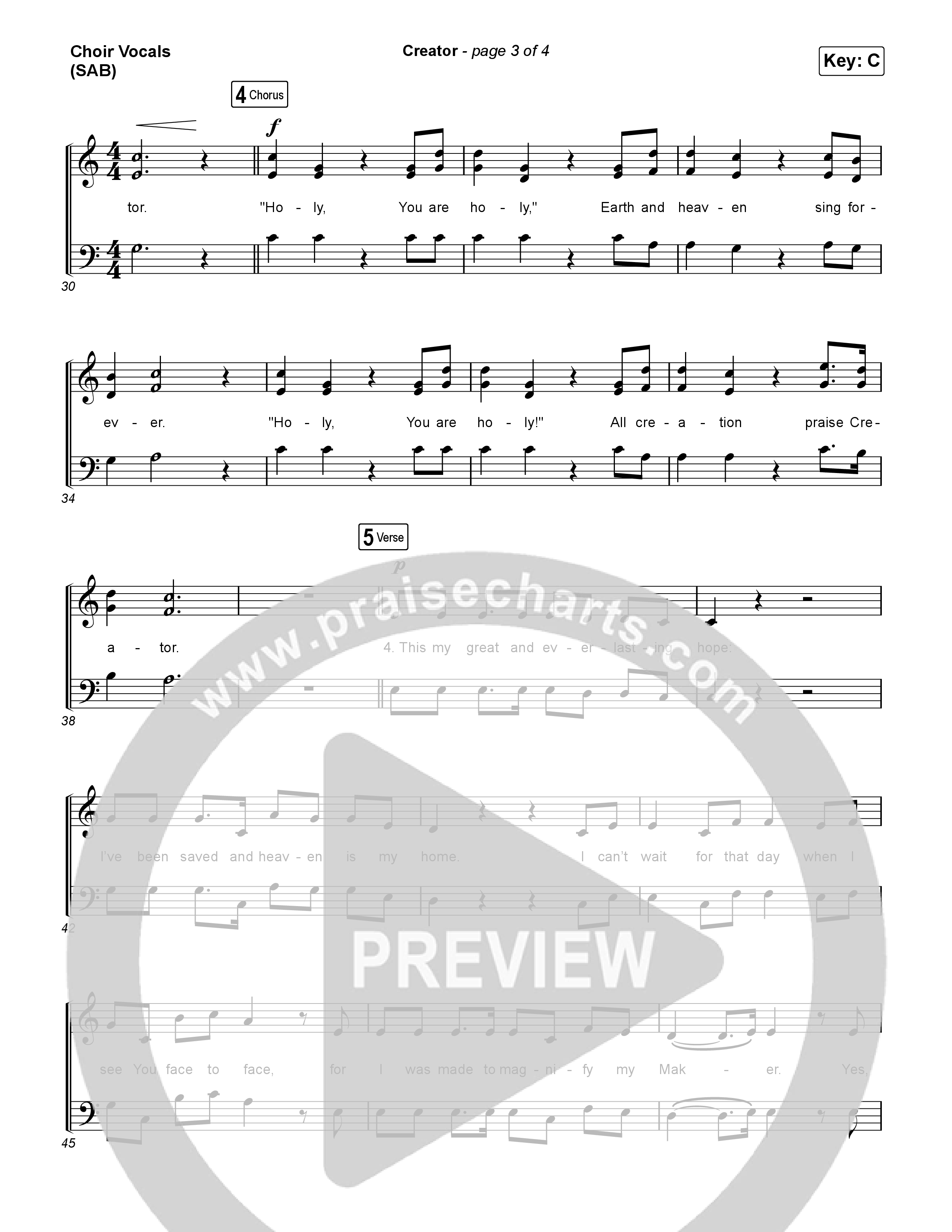 Creator (Worship Choir/SAB) Choir Sheet (SAB) (Phil Wickham)