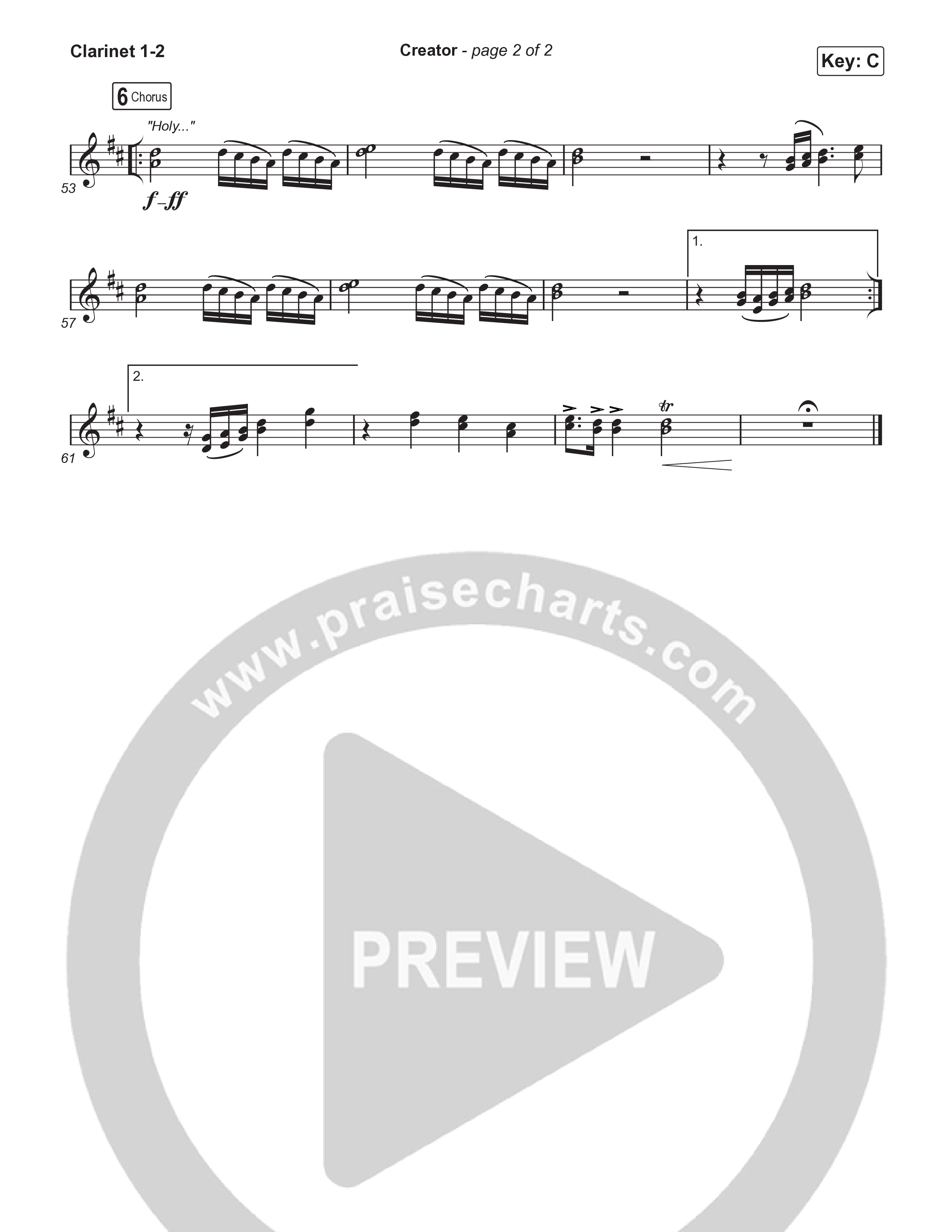 Creator (Worship Choir/SAB) Clarinet 1/2 (Phil Wickham)