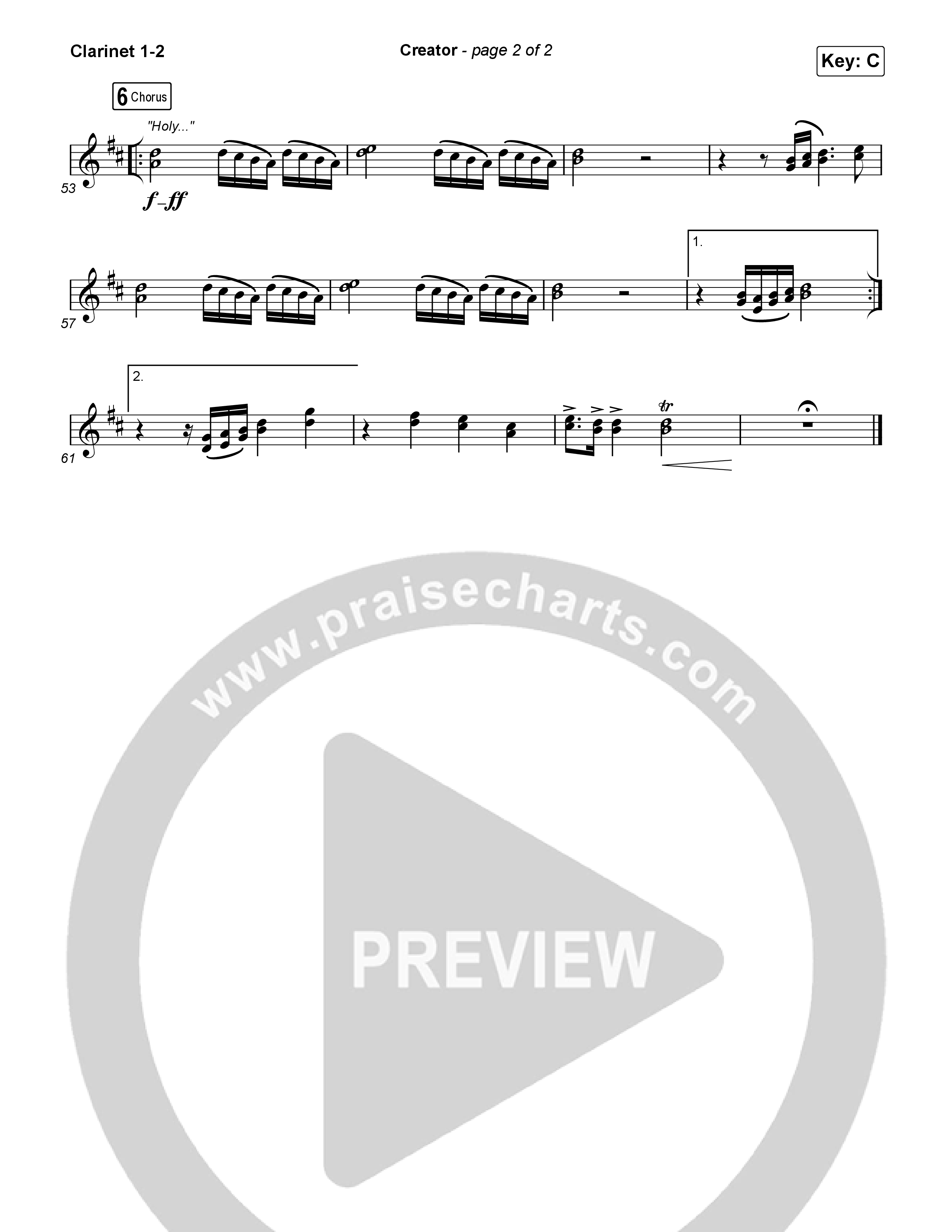 Creator (Worship Choir/SAB) Clarinet 1/2 (Phil Wickham)