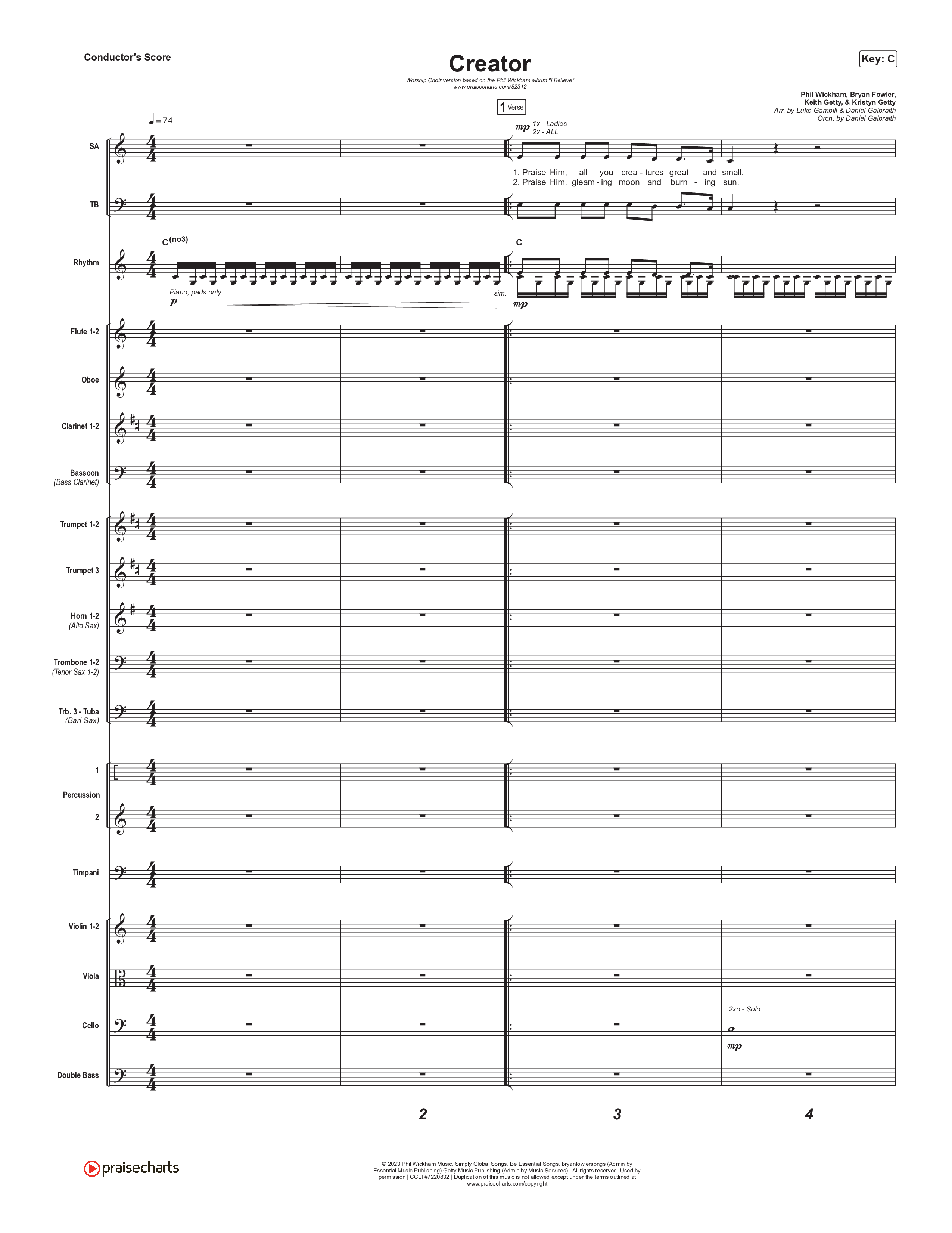 Creator (Worship Choir/SAB) Conductor's Score (Phil Wickham)