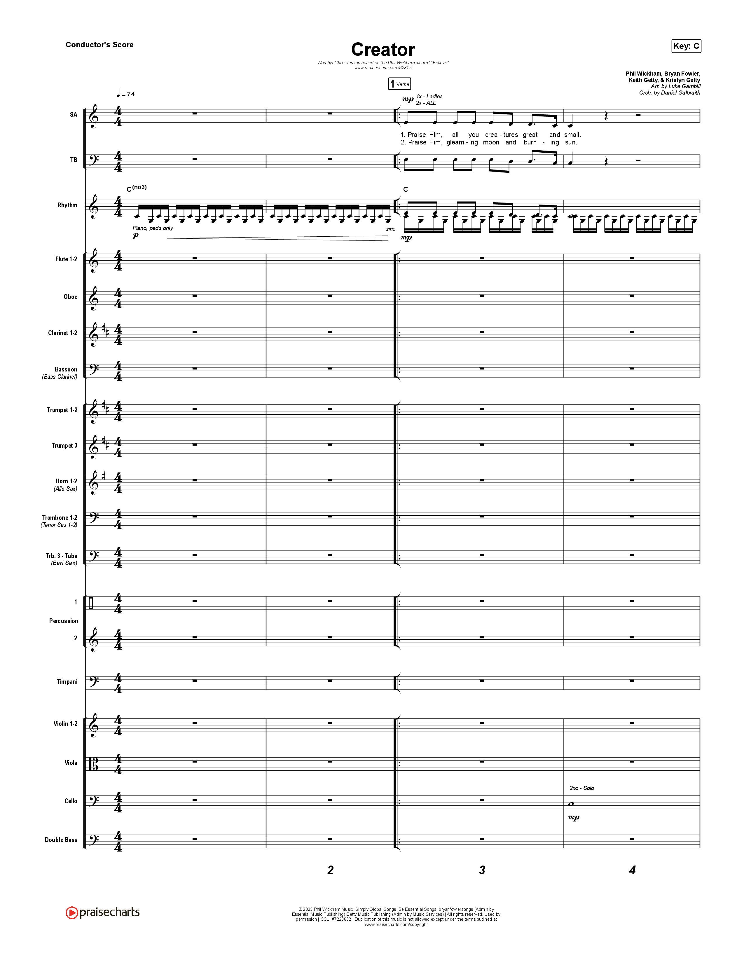 Creator (Worship Choir/SAB) Orchestration (No Vocals) (Phil Wickham)