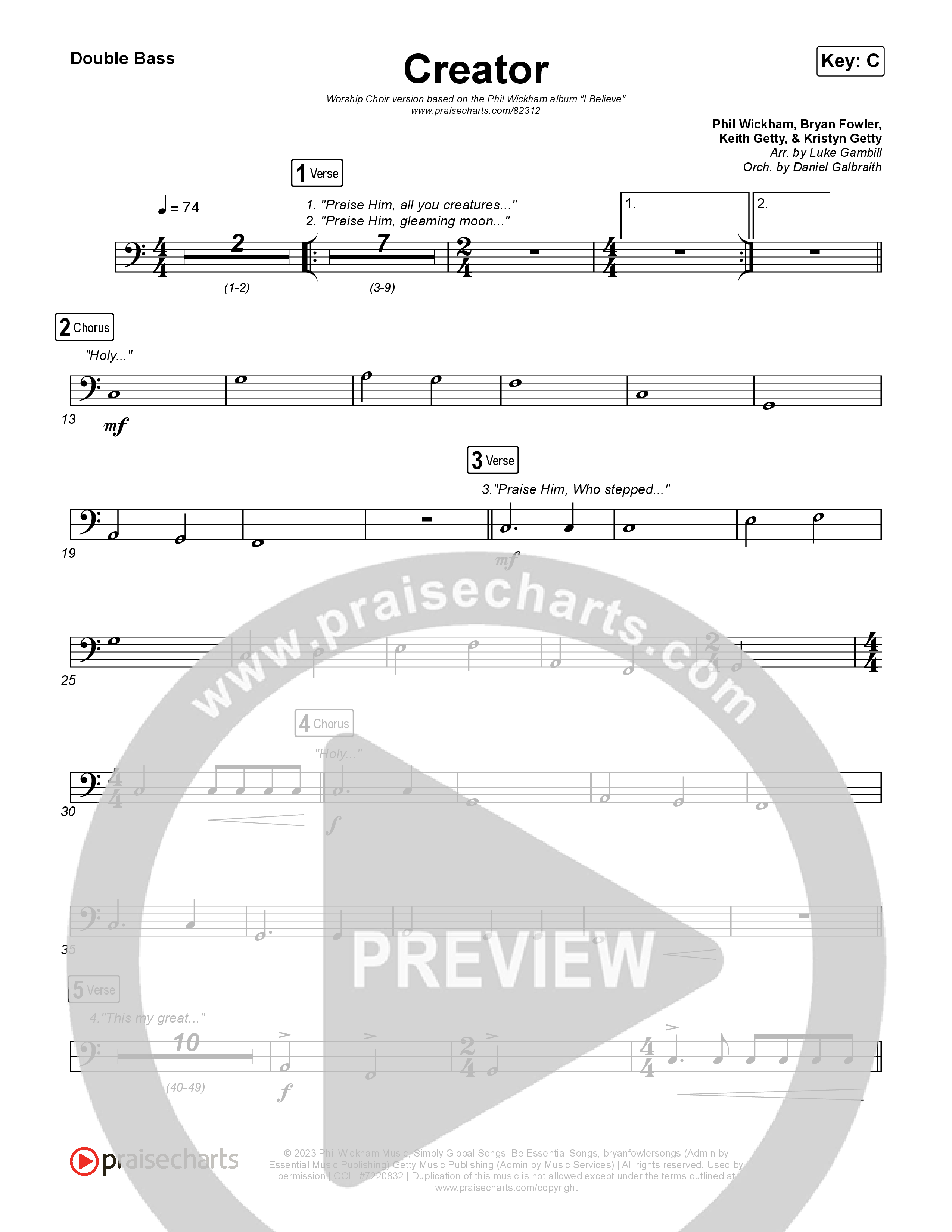 Creator (Worship Choir/SAB) Double Bass (Phil Wickham)