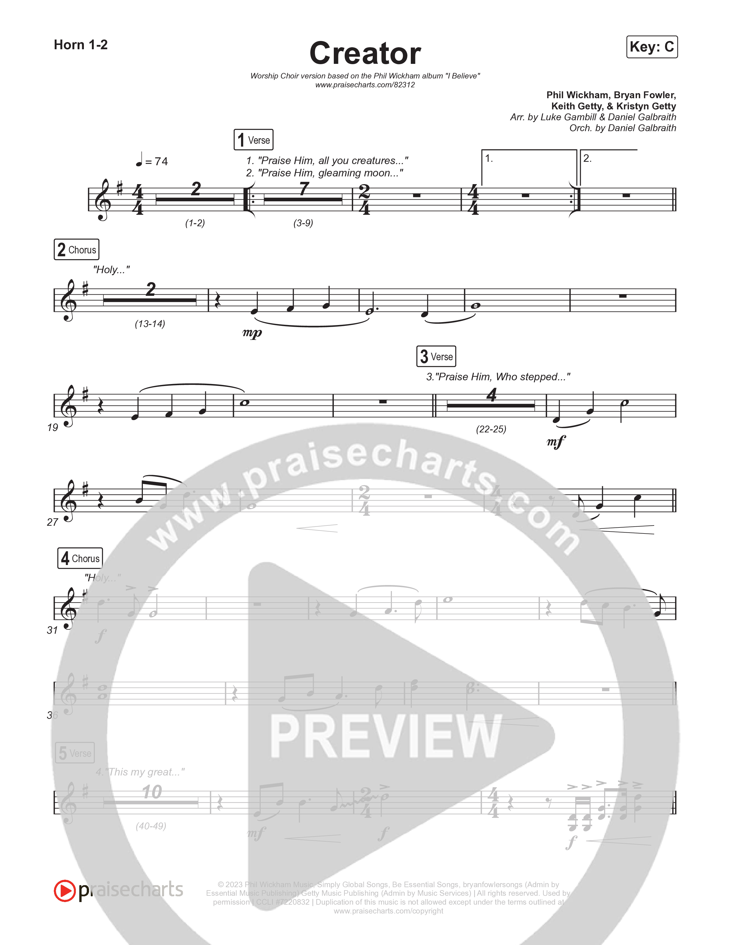 Creator (Worship Choir/SAB) French Horn 1/2 (Phil Wickham)