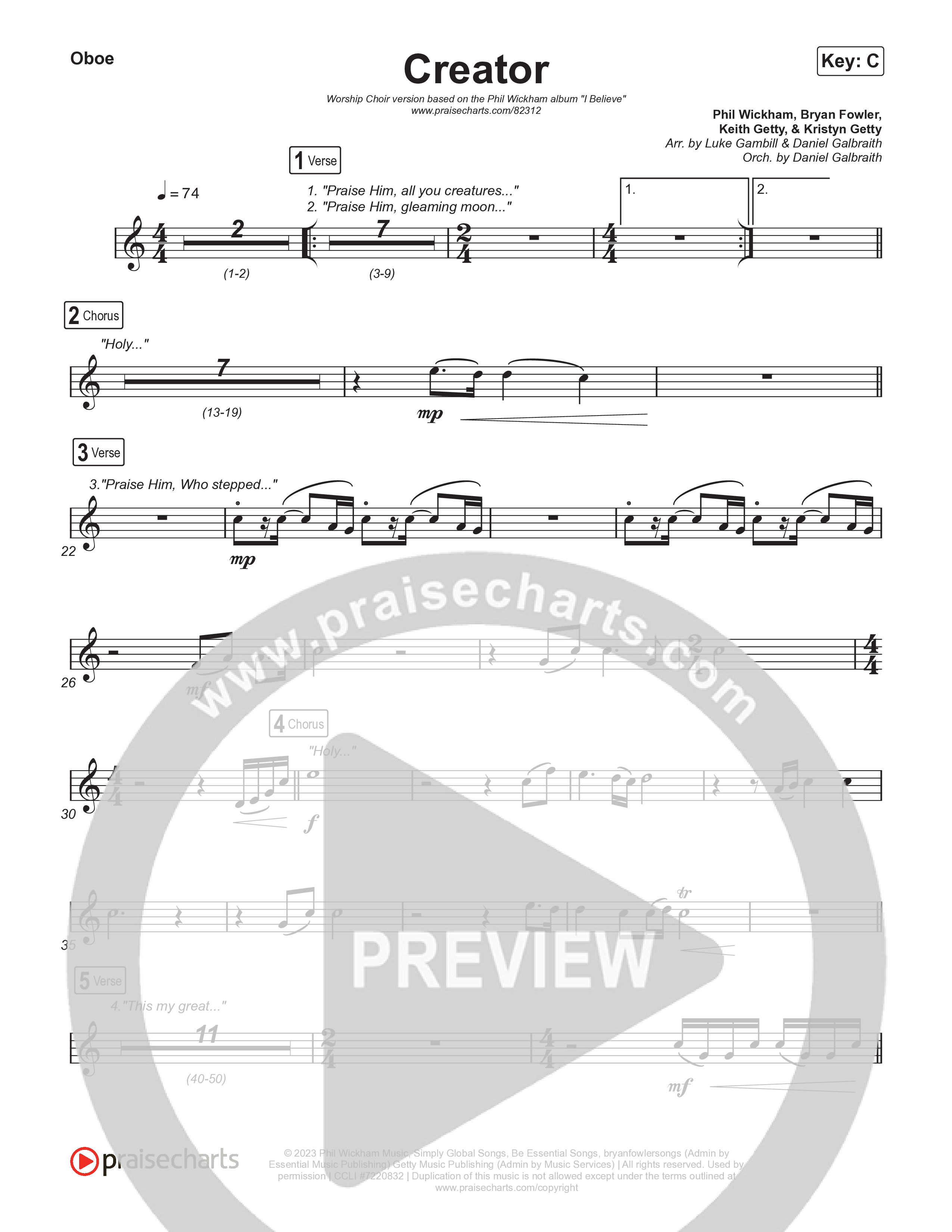 Creator (Worship Choir/SAB) Oboe (Phil Wickham)