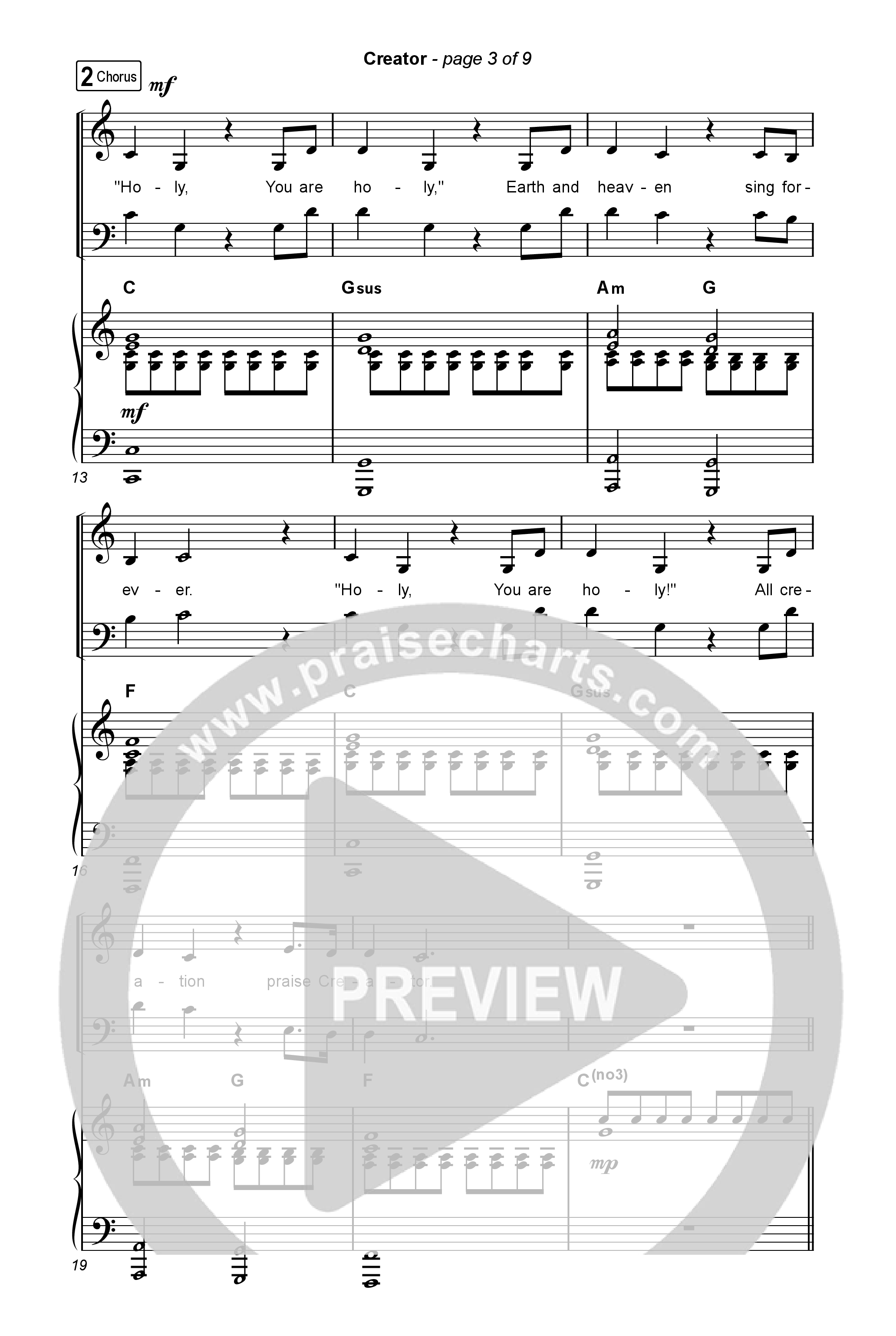 Creator (Worship Choir/SAB) Octavo (SAB & Pno) (Phil Wickham)