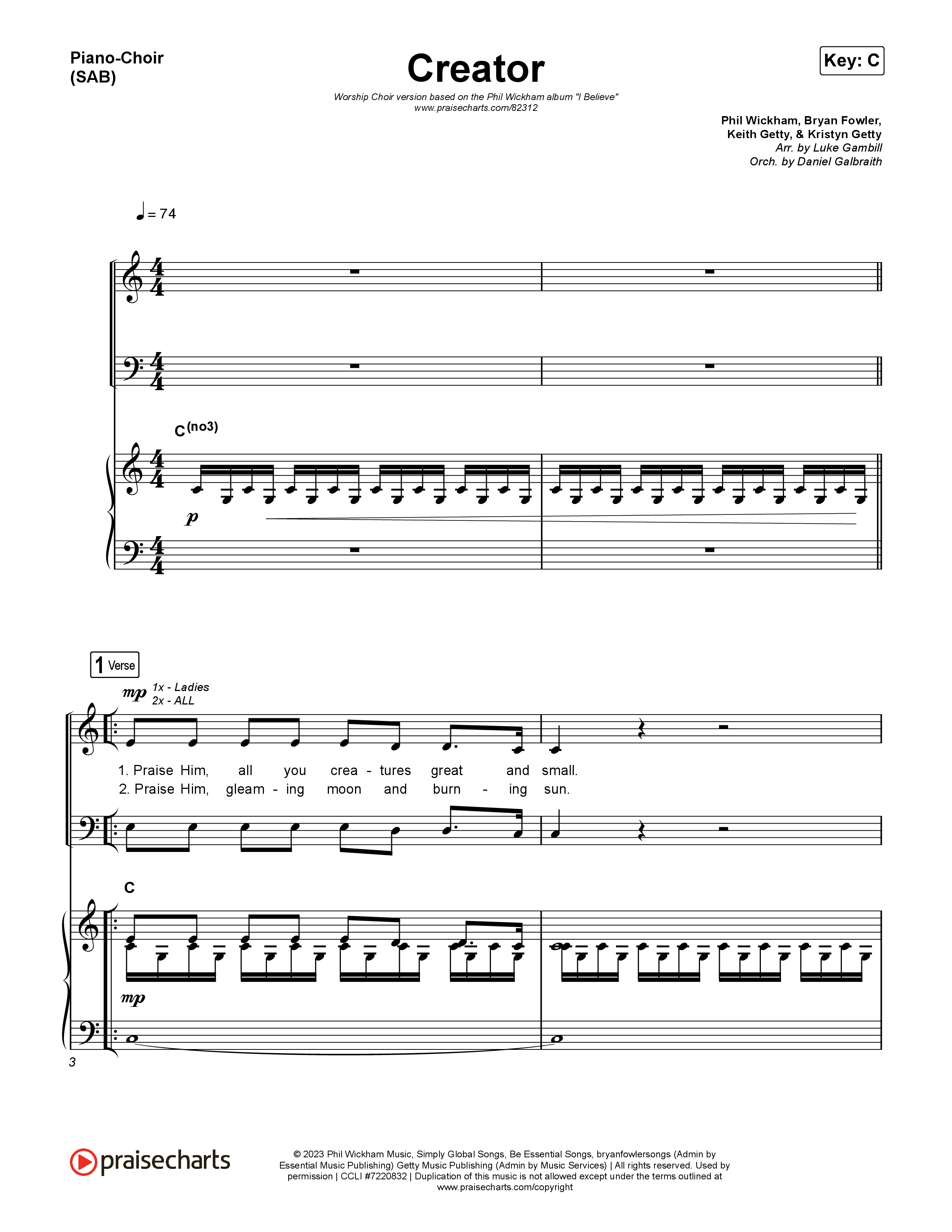 Creator (Worship Choir/SAB) Piano/Choir (SAB) (Phil Wickham)