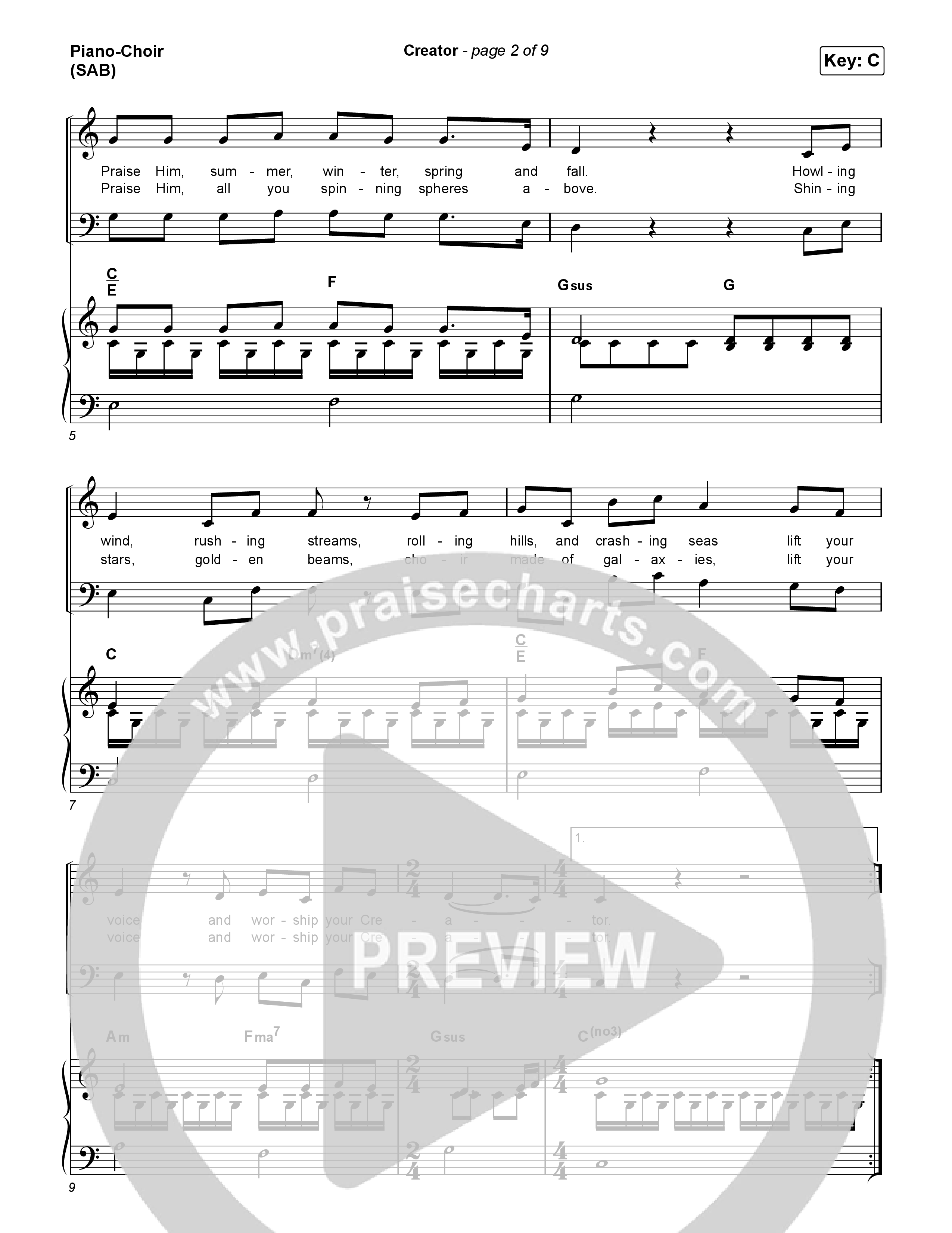 Creator (Worship Choir/SAB) Piano/Choir (SAB) (Phil Wickham)