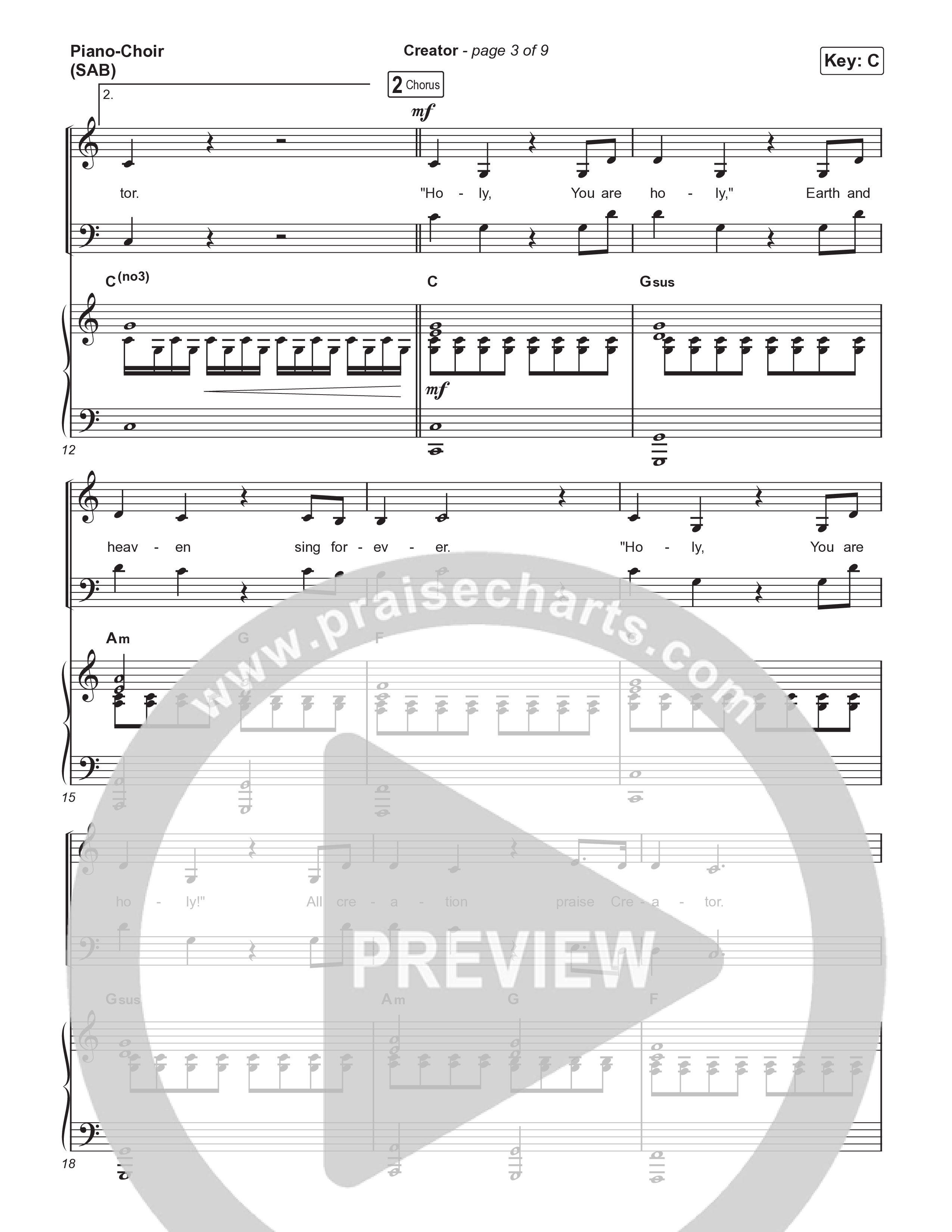Creator (Worship Choir/SAB) Piano/Choir (SAB) (Phil Wickham)