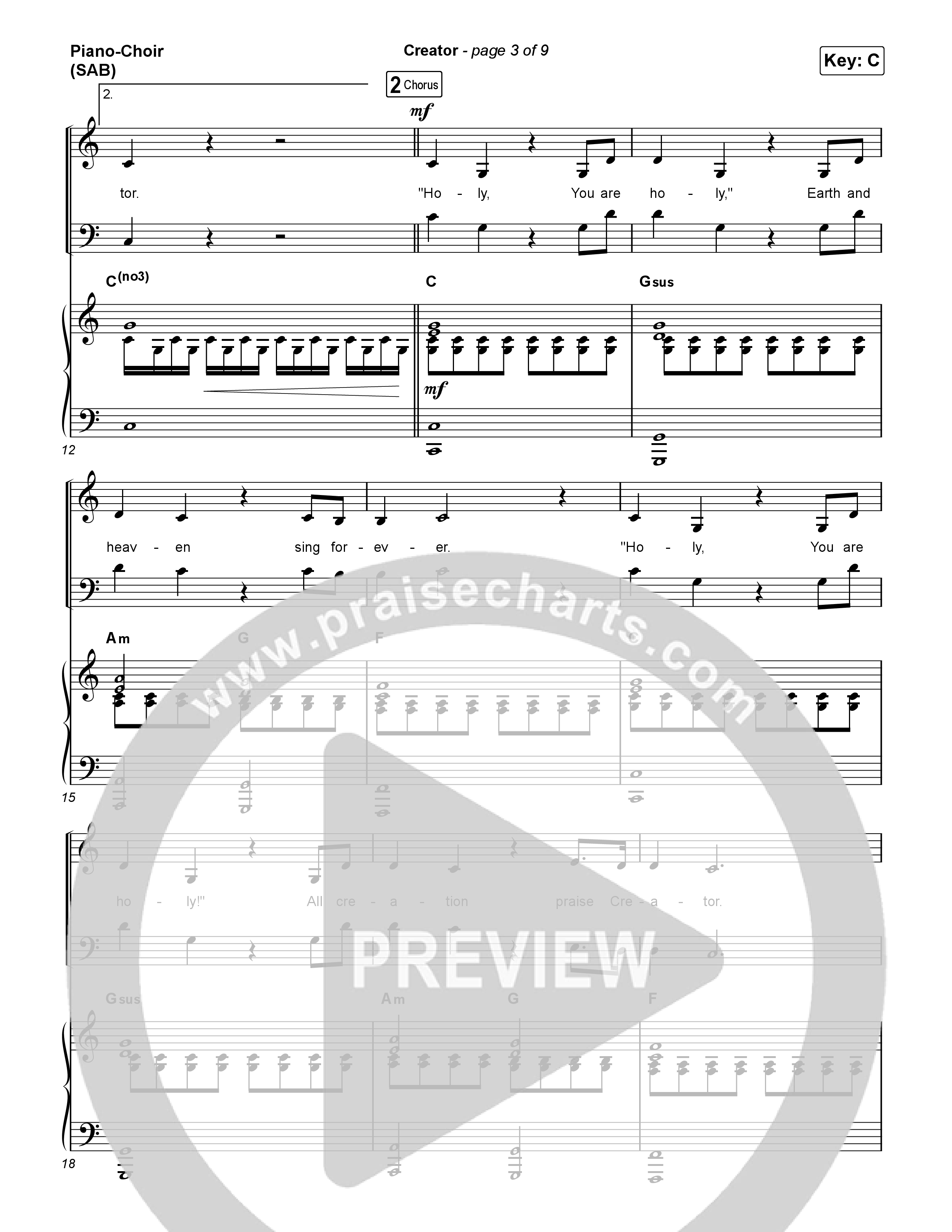 Creator (Worship Choir/SAB) Piano/Choir (SAB) (Phil Wickham)