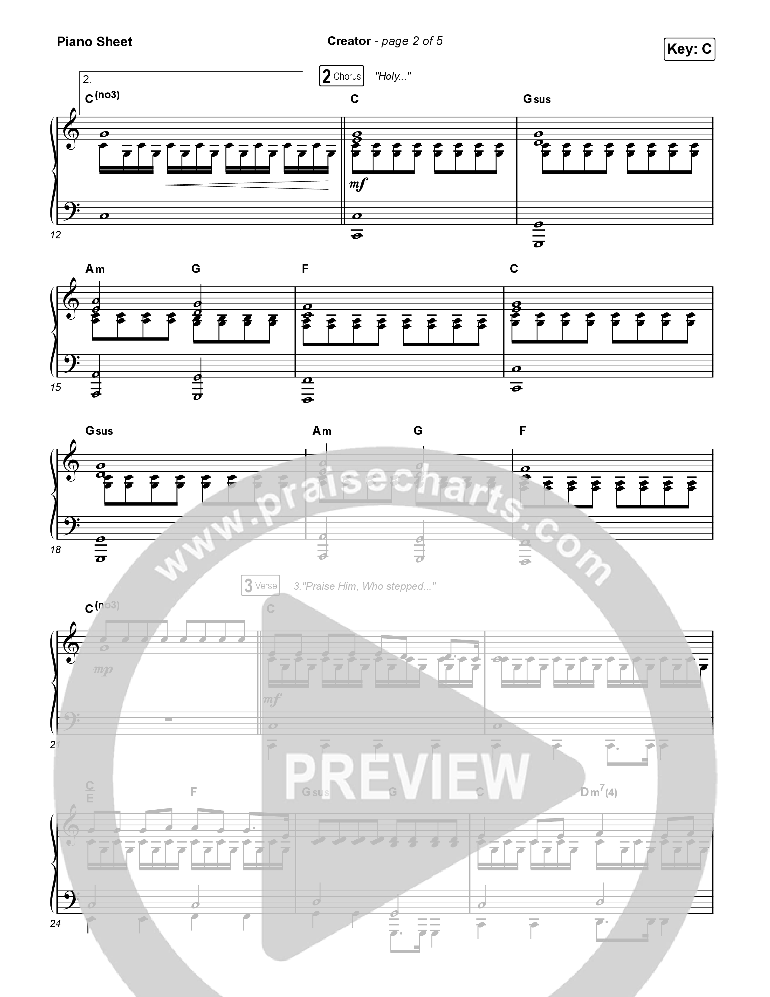 Creator (Worship Choir/SAB) Piano Sheet (Phil Wickham)
